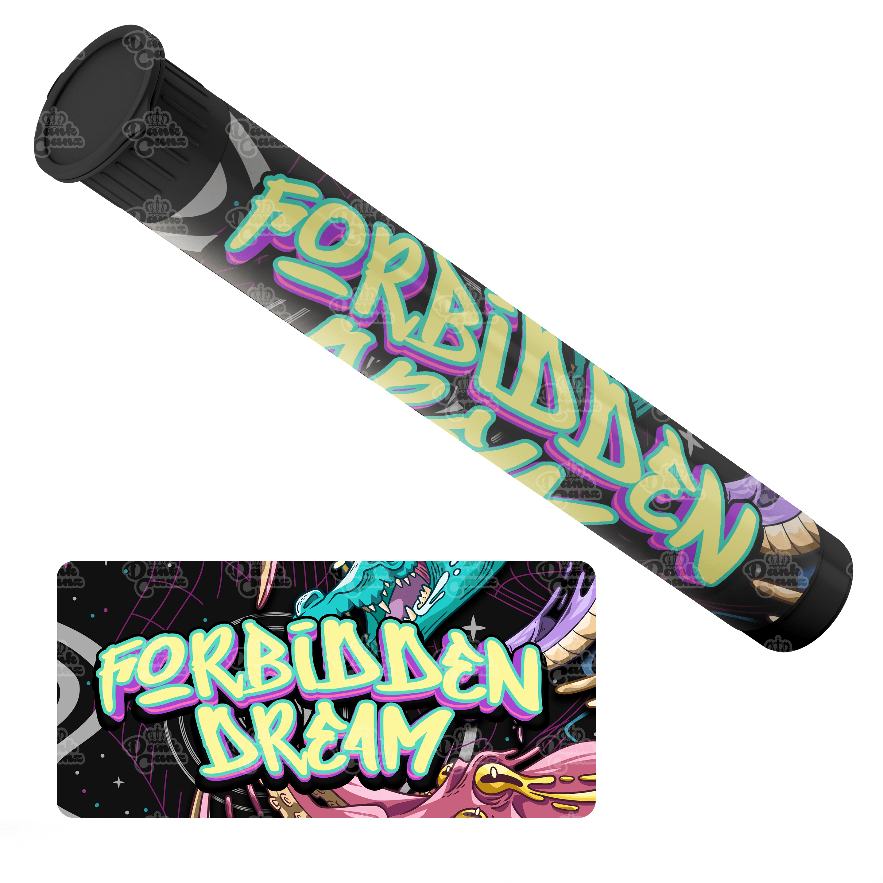 Forbidden Dream Pre Roll Tubes - Labelled - DC Packaging Custom Cannabis Packaging