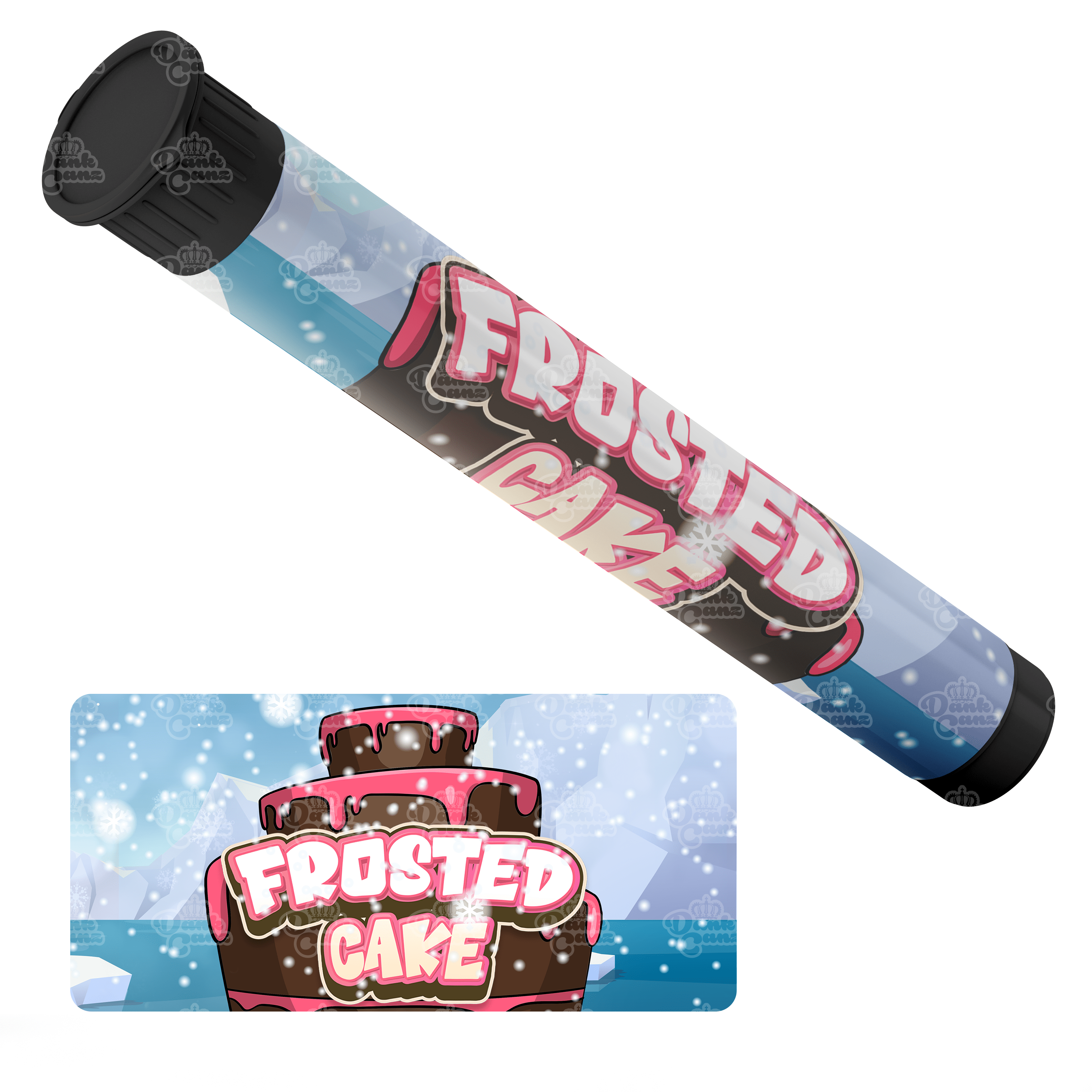 Frosted Cake Pre Roll Tubes - Labelled - DC Packaging Custom Cannabis Packaging