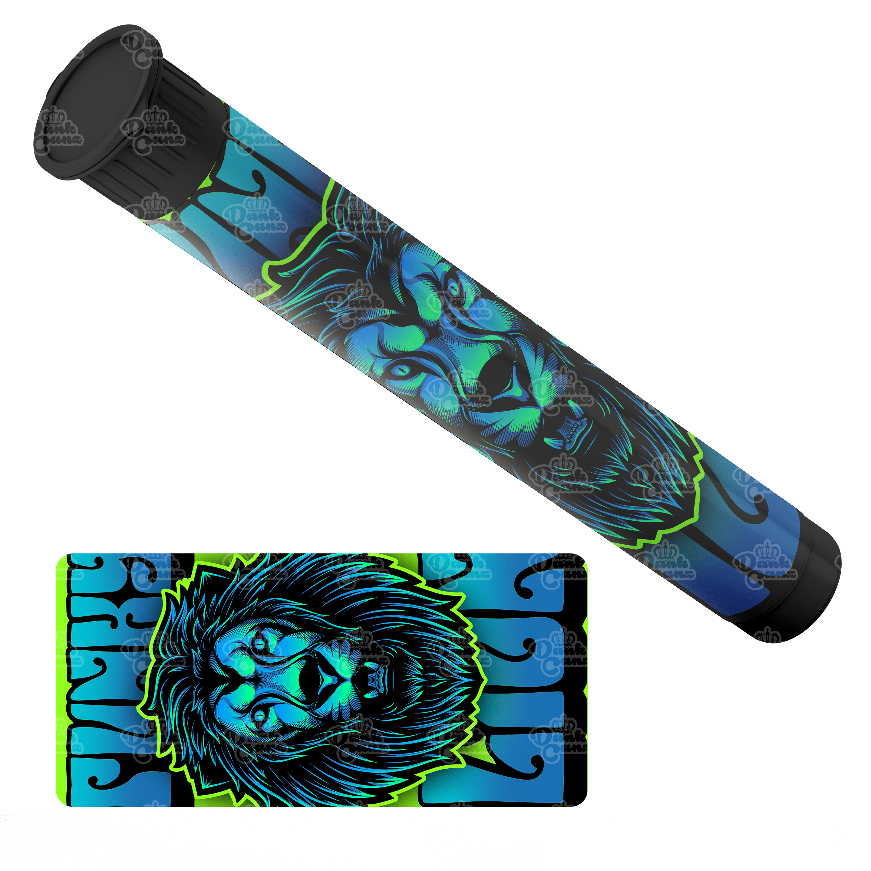 Funky Lion Pre Roll Tubes - Labelled - DC Packaging Custom Cannabis Packaging