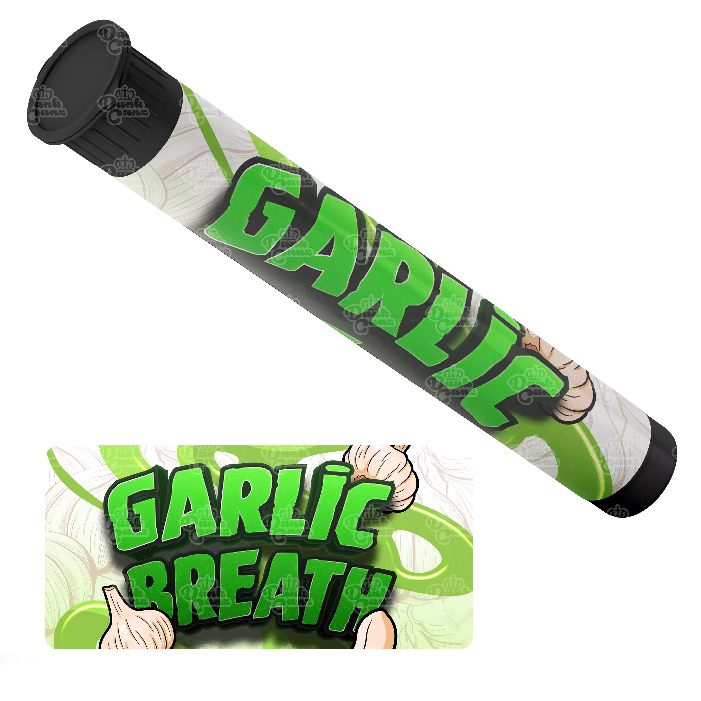 Garlic Breath Pre Roll Tubes - Labelled - DC Packaging Custom Cannabis Packaging