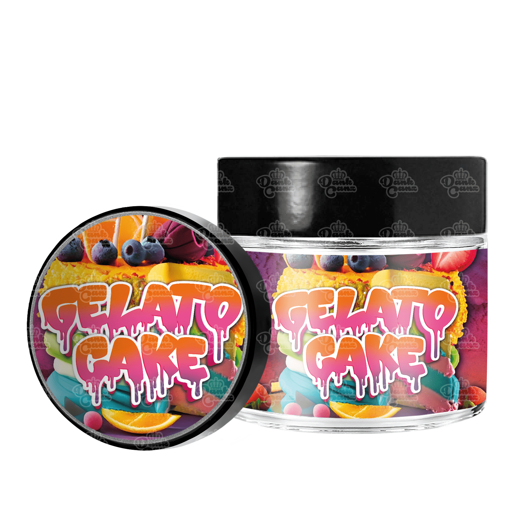 Gelato Cake 3.5g/60ml Glass Jars - Labelled - DC Packaging Custom Cannabis Packaging