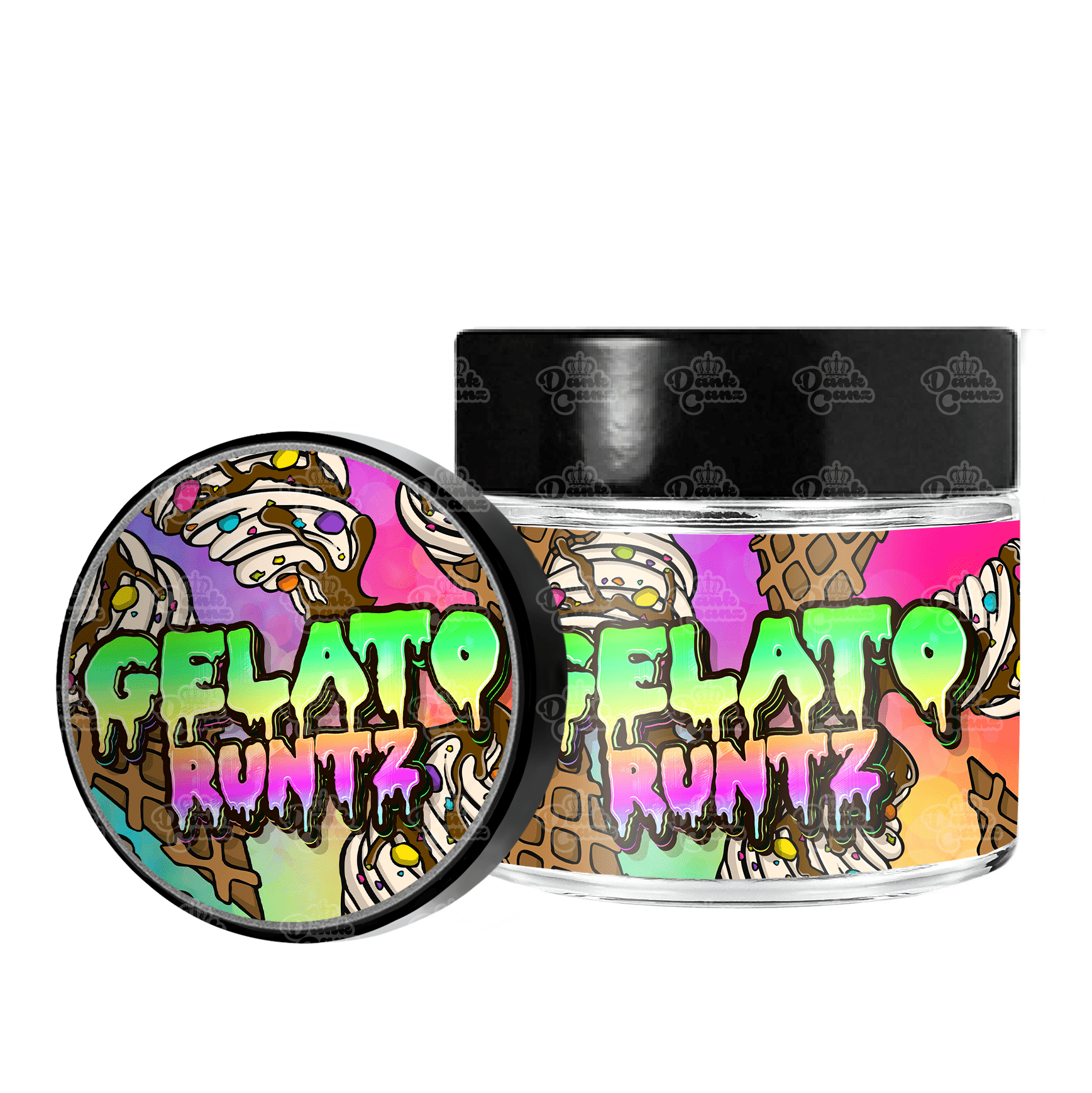 Gelato Runtz 3.5g/60ml Glass Jars - Labelled - DC Packaging Custom Cannabis Packaging