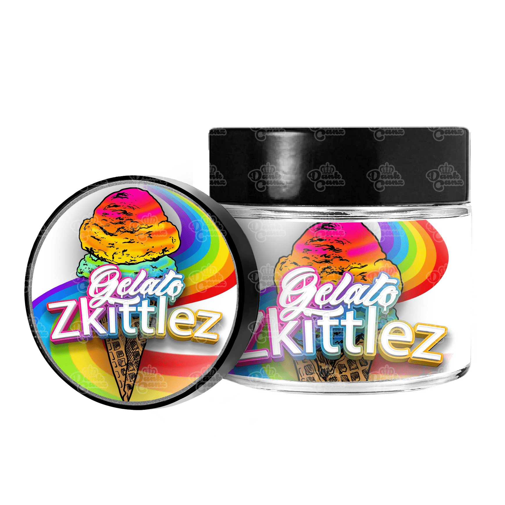 Gelato Zkittlez 3.5g/60ml Glass Jars - Labelled - DC Packaging Custom Cannabis Packaging