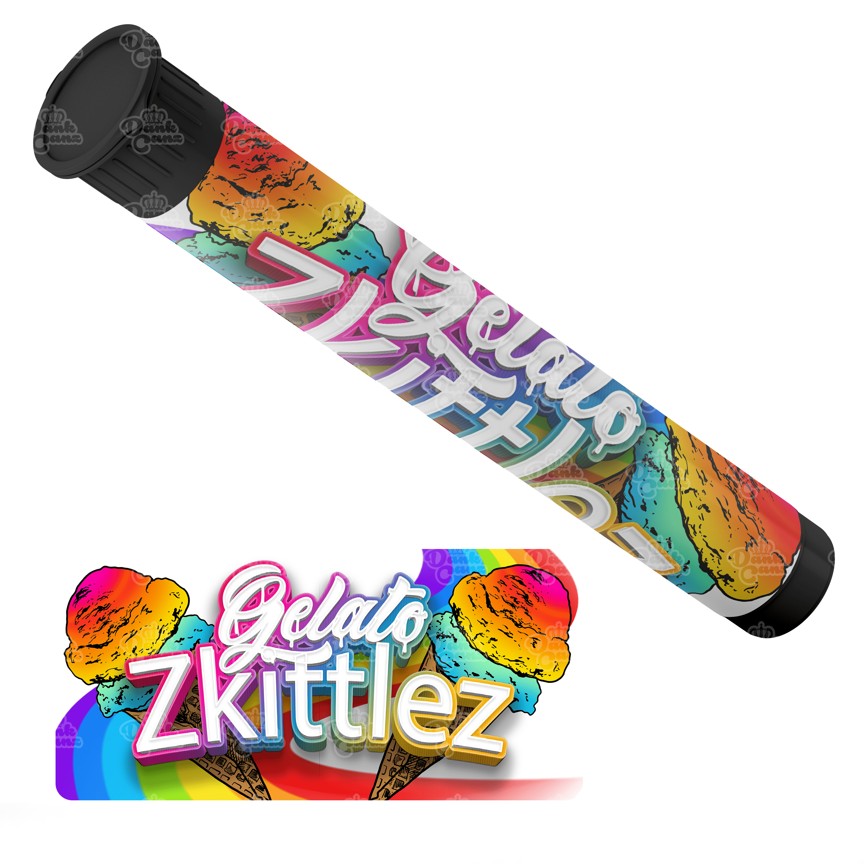 Gelato Zkittlez Pre Roll Tubes - Labelled - DC Packaging Custom Cannabis Packaging