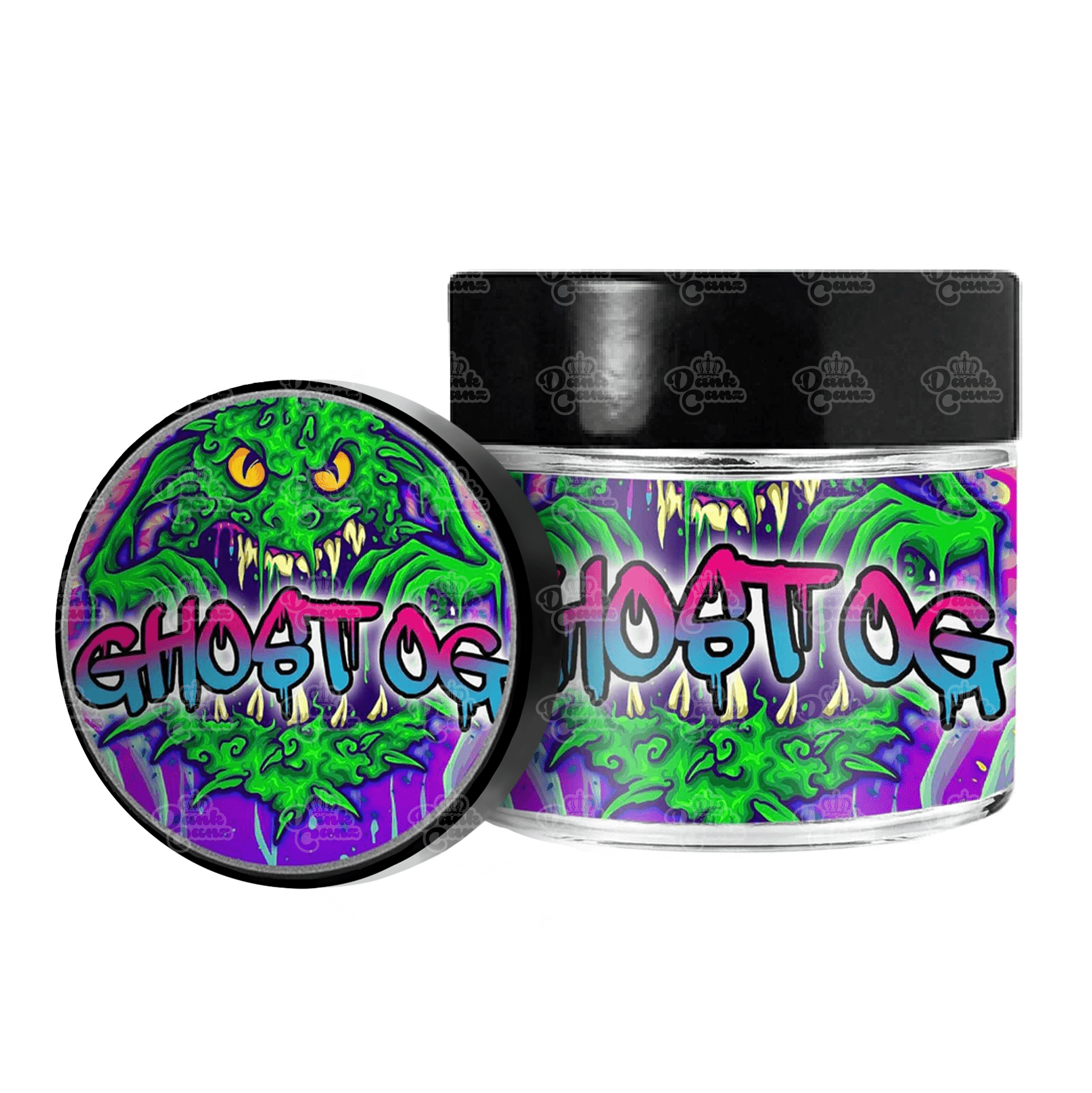 Ghost OG 3.5g/60ml Glass Jars - Labelled - DC Packaging Custom Cannabis Packaging