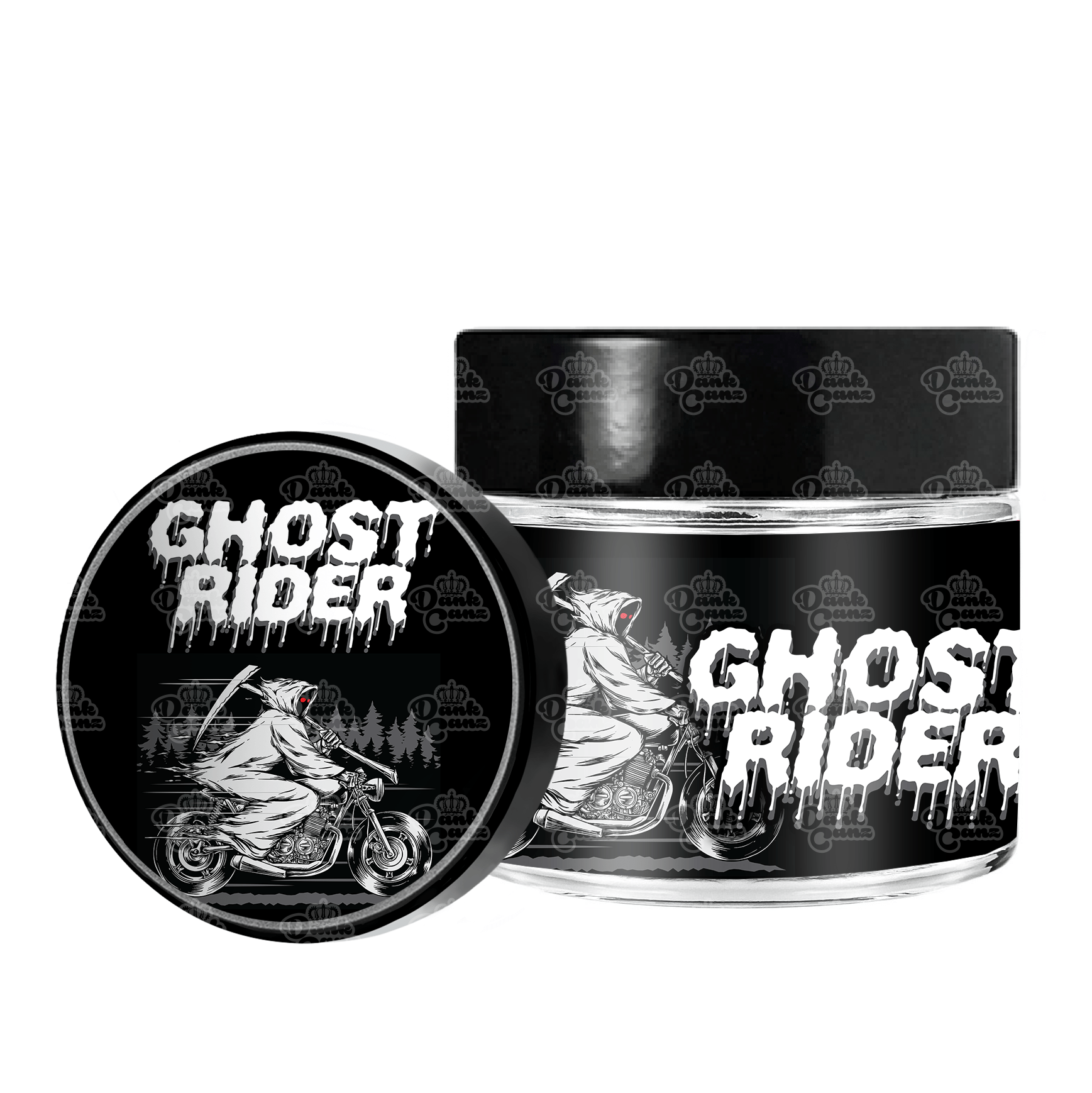 Ghost Rider 3.5g/60ml Glass Jars - Labelled - DC Packaging Custom Cannabis Packaging