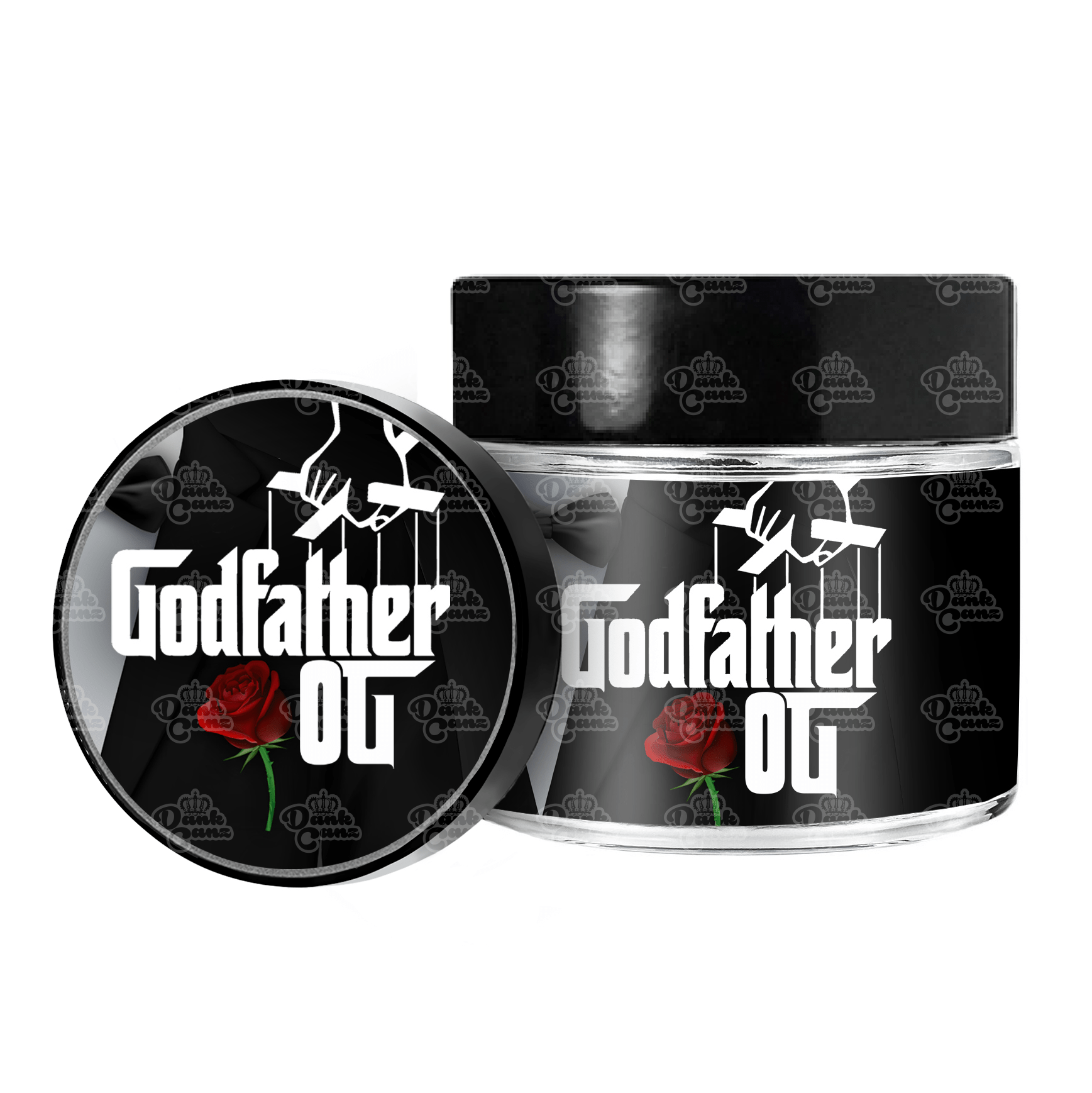 Godfather OG 3.5g/60ml Glass Jars - Labelled - DC Packaging Custom Cannabis Packaging