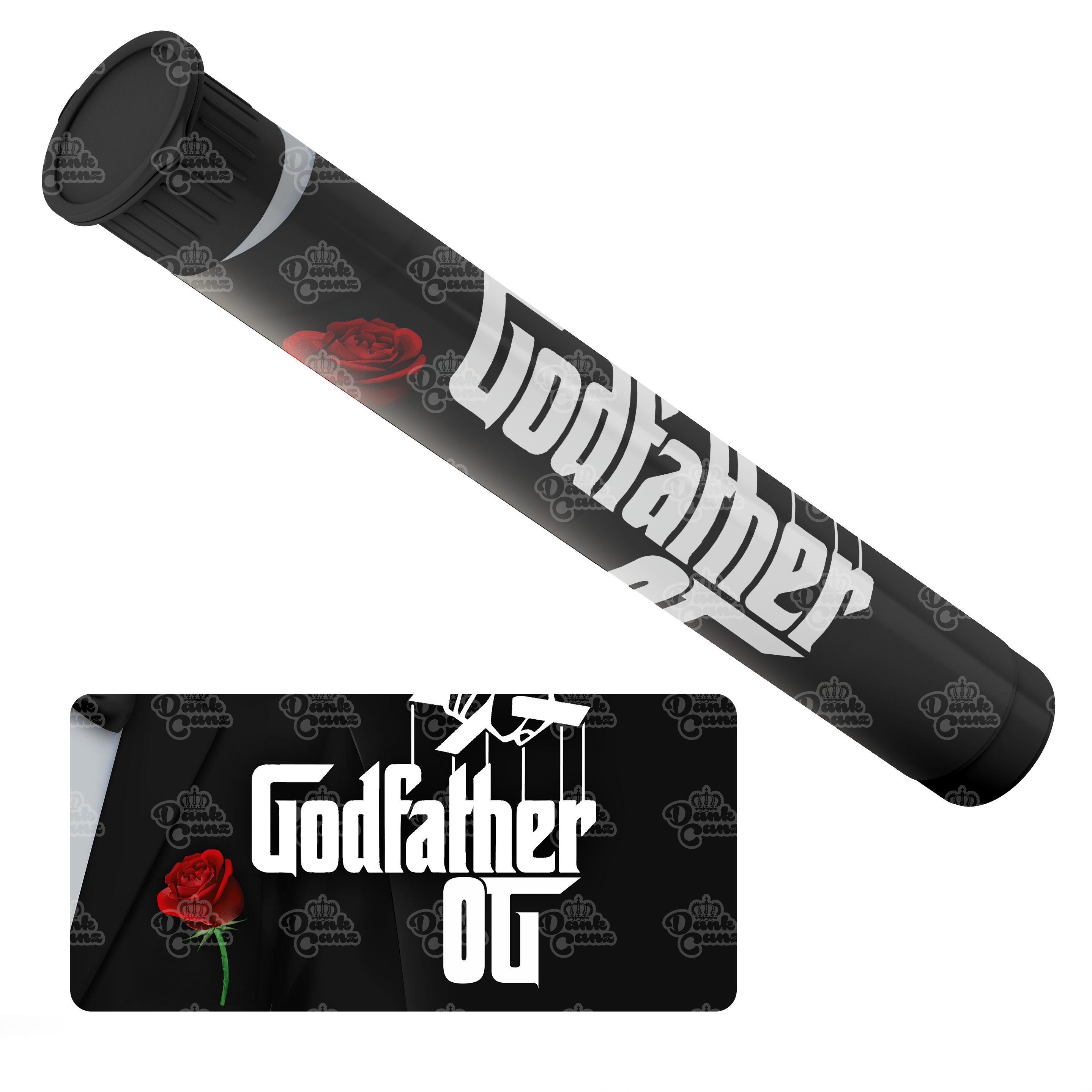 Godfather OG Pre Roll Tubes - Labelled - DC Packaging Custom Cannabis Packaging