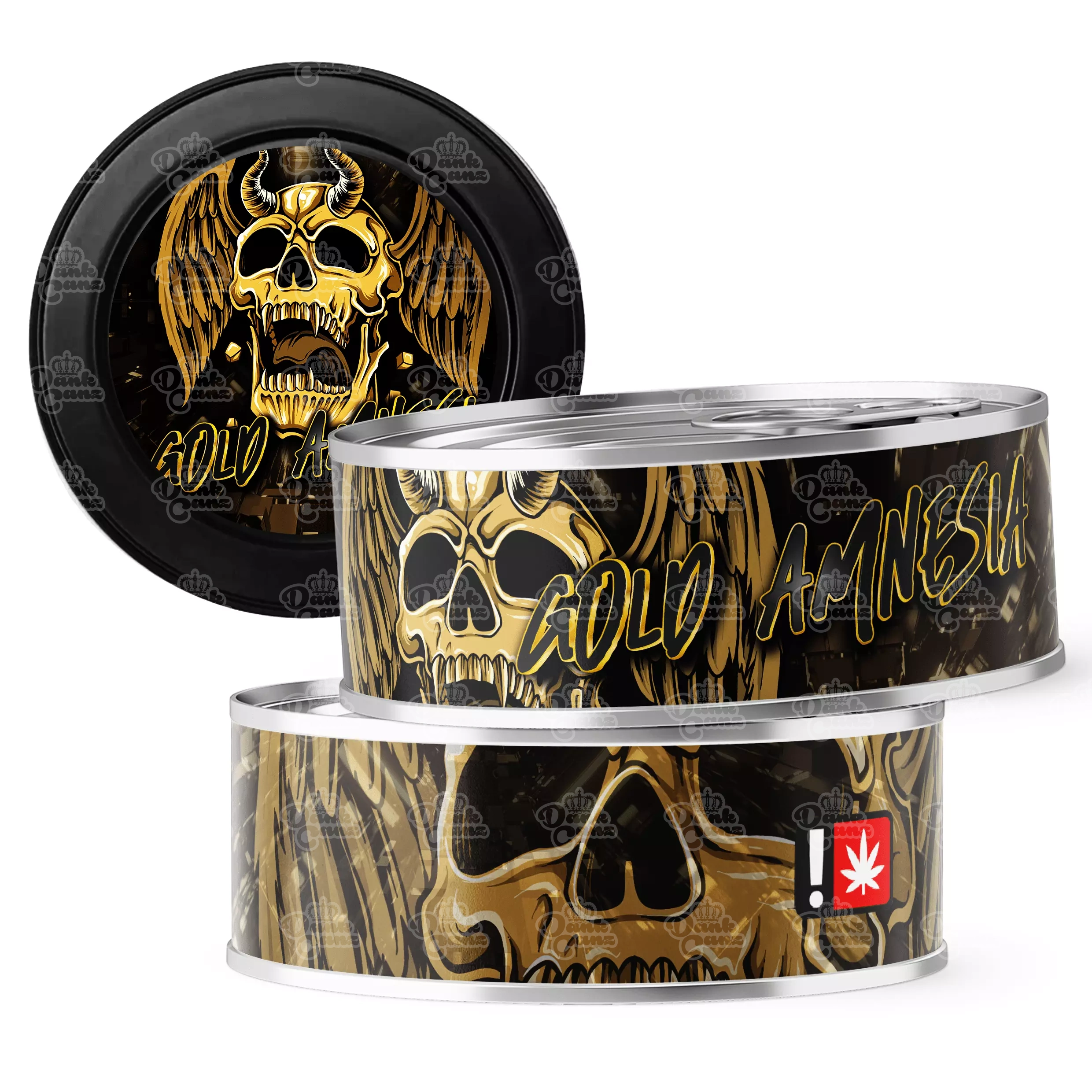 Gold Amnesia 3.5g Self Seal Tins - DC Packaging Custom Cannabis Packaging