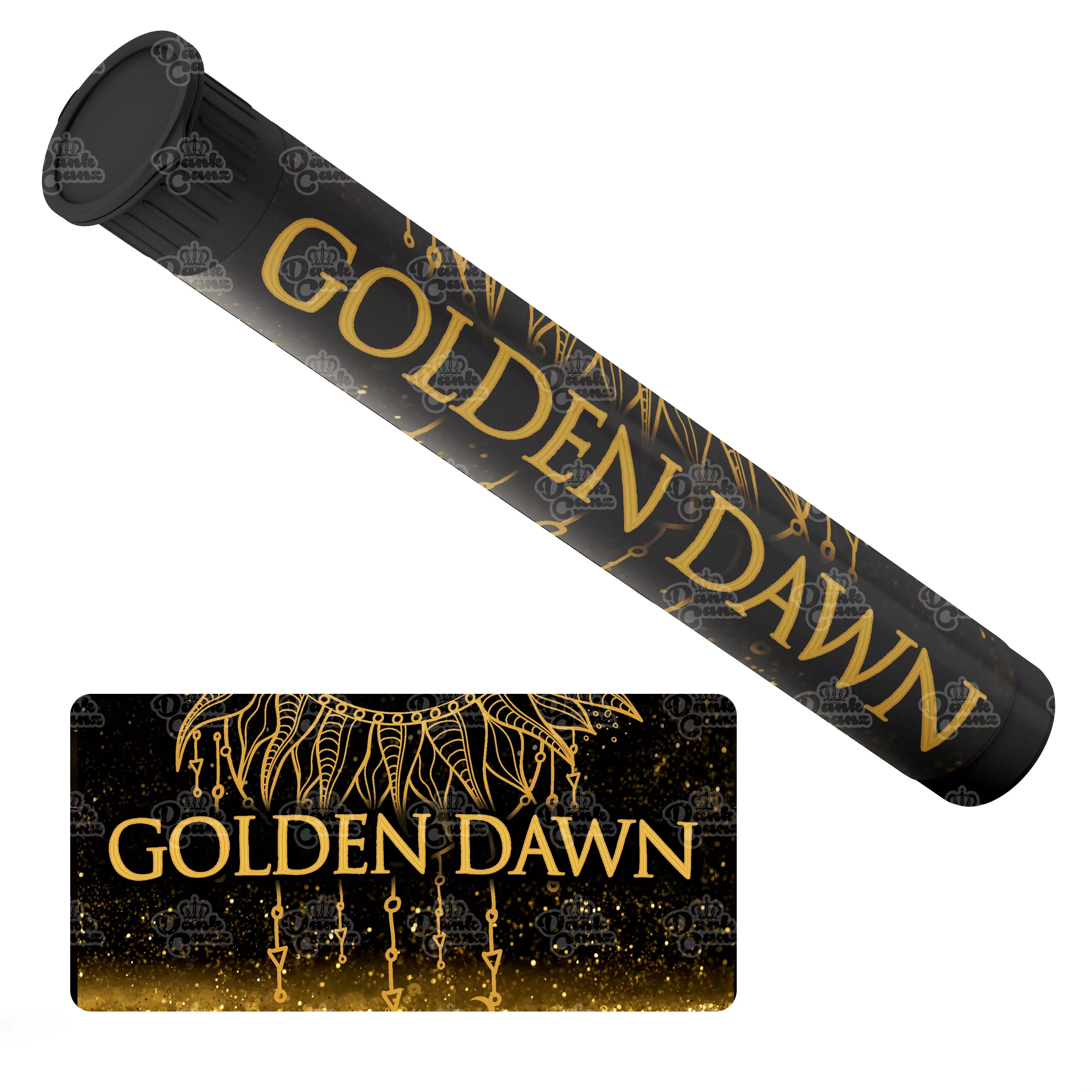 Golden Dawn Pre Roll Tubes - Labelled - DC Packaging Custom Cannabis Packaging