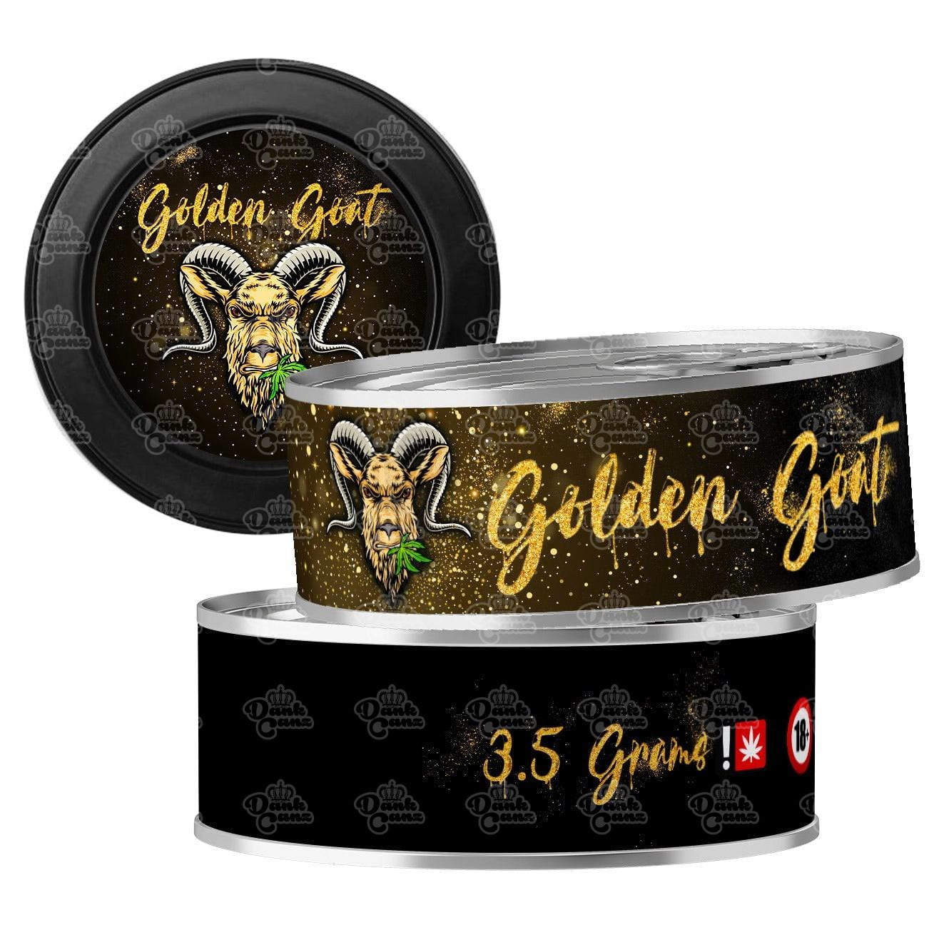 Golden Goat 3.5g Self Seal Tins - DC Packaging Custom Cannabis Packaging