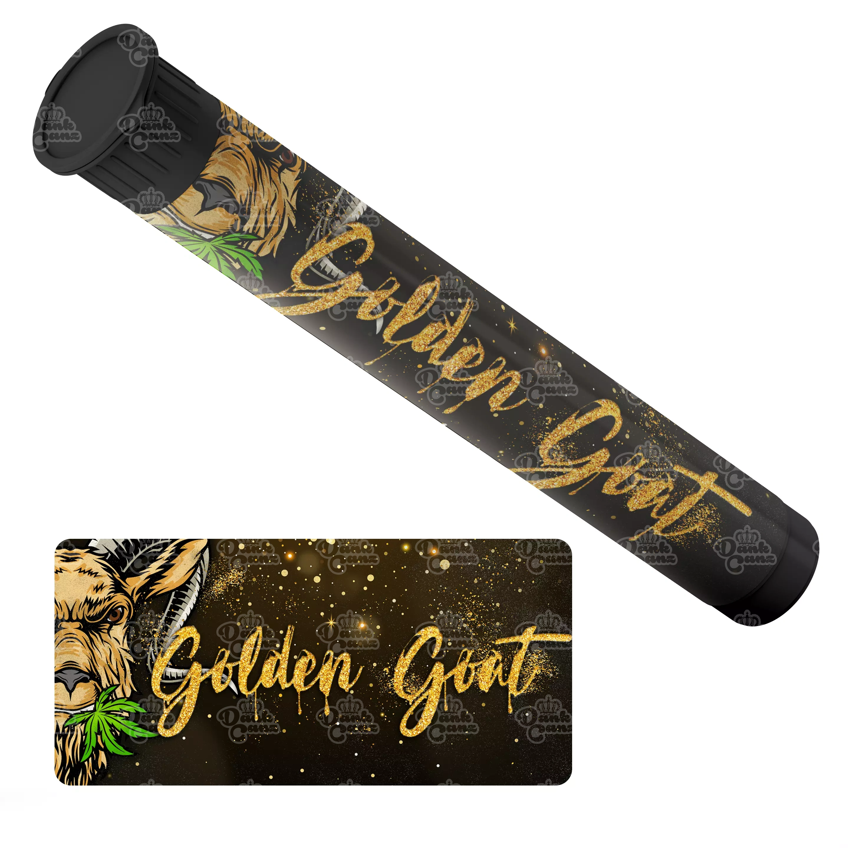 Golden Goat Pre Roll Tubes - Labelled - DC Packaging Custom Cannabis Packaging