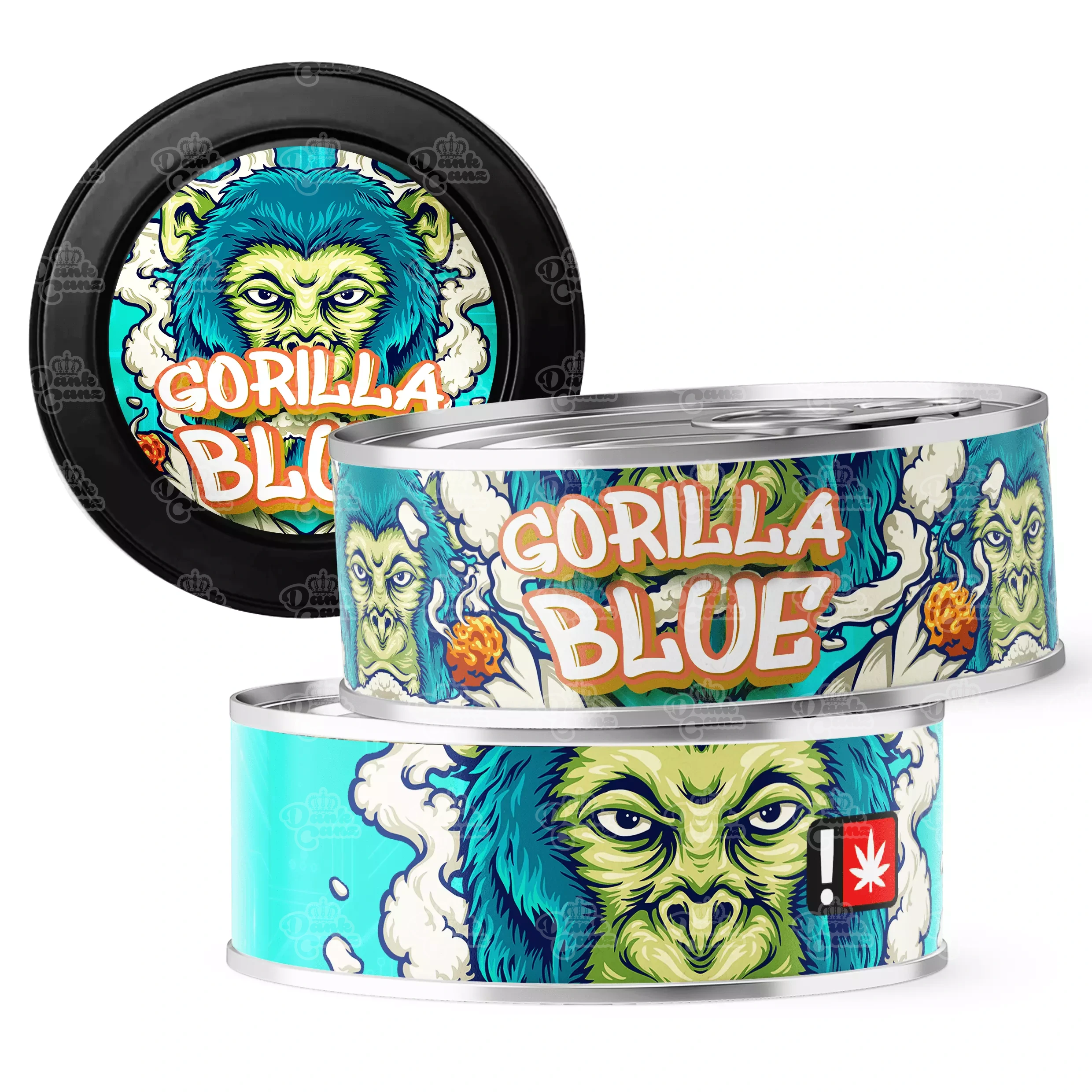 Gorilla Blue 3.5g Self Seal Tins - DC Packaging Custom Cannabis Packaging