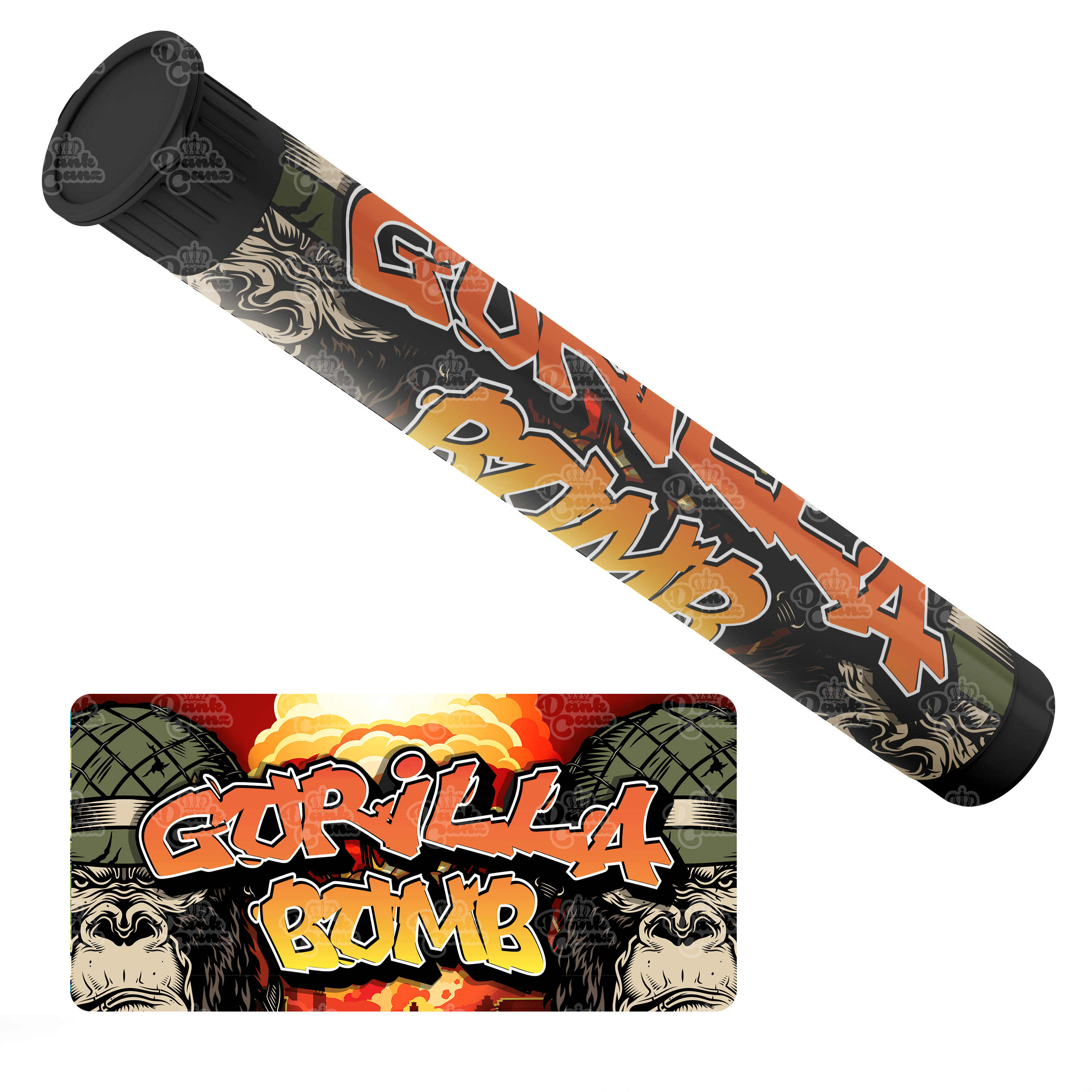 Gorilla Bomb Pre Roll Tubes - Labelled - DC Packaging Custom Cannabis Packaging