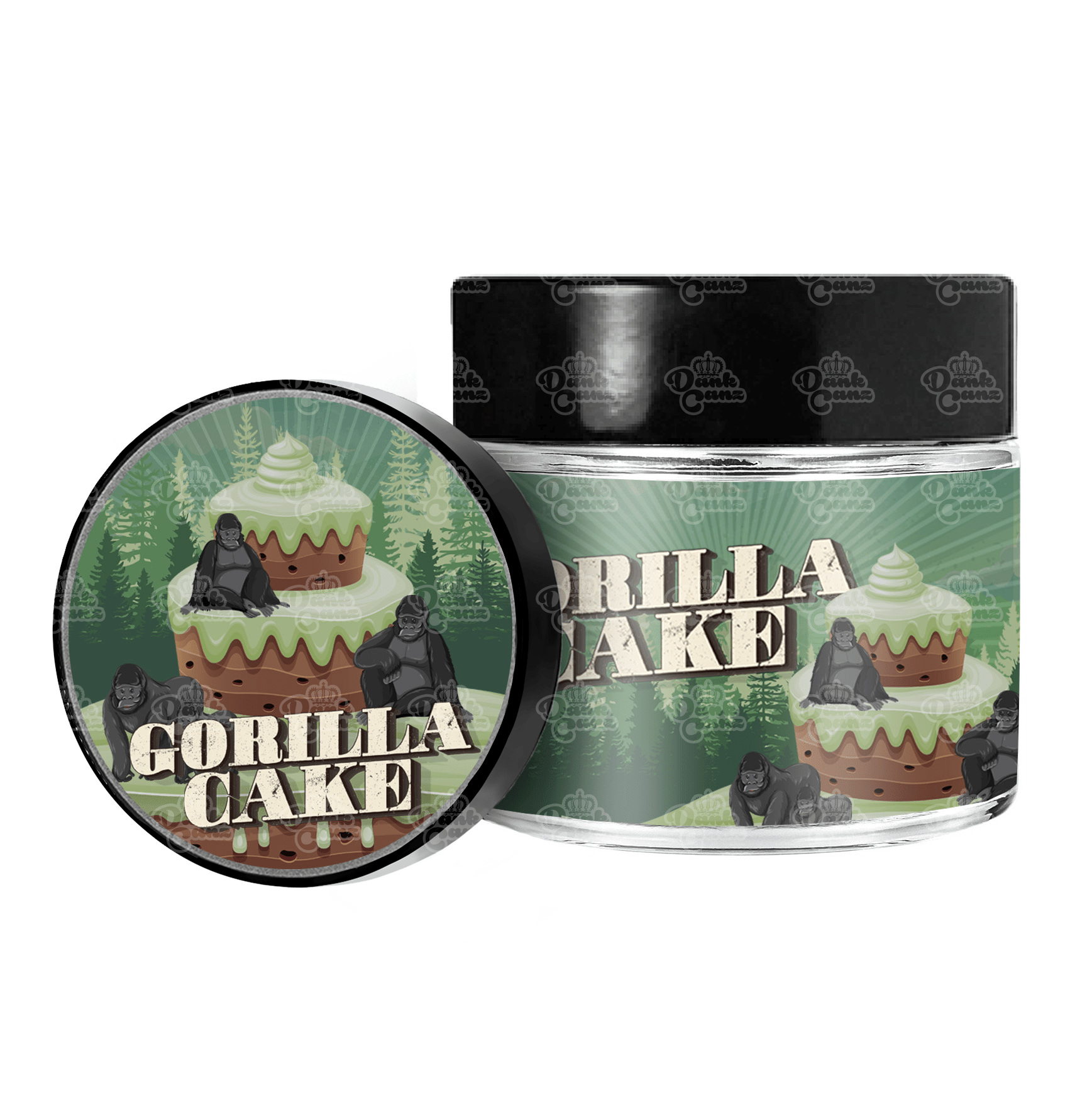 Gorilla Cake 3.5g/60ml Glass Jars - Labelled - DC Packaging Custom Cannabis Packaging