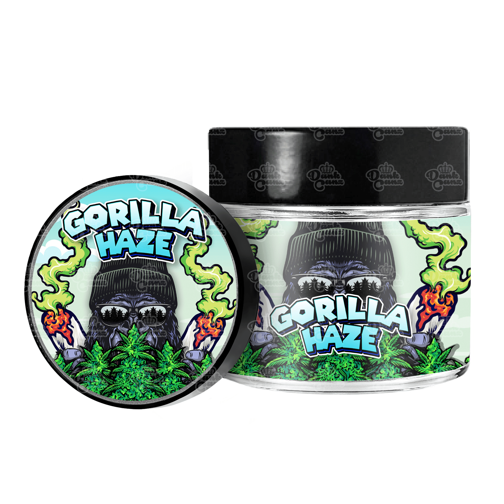 Gorilla Haze 3.5g/60ml Glass Jars - Labelled - DC Packaging Custom Cannabis Packaging