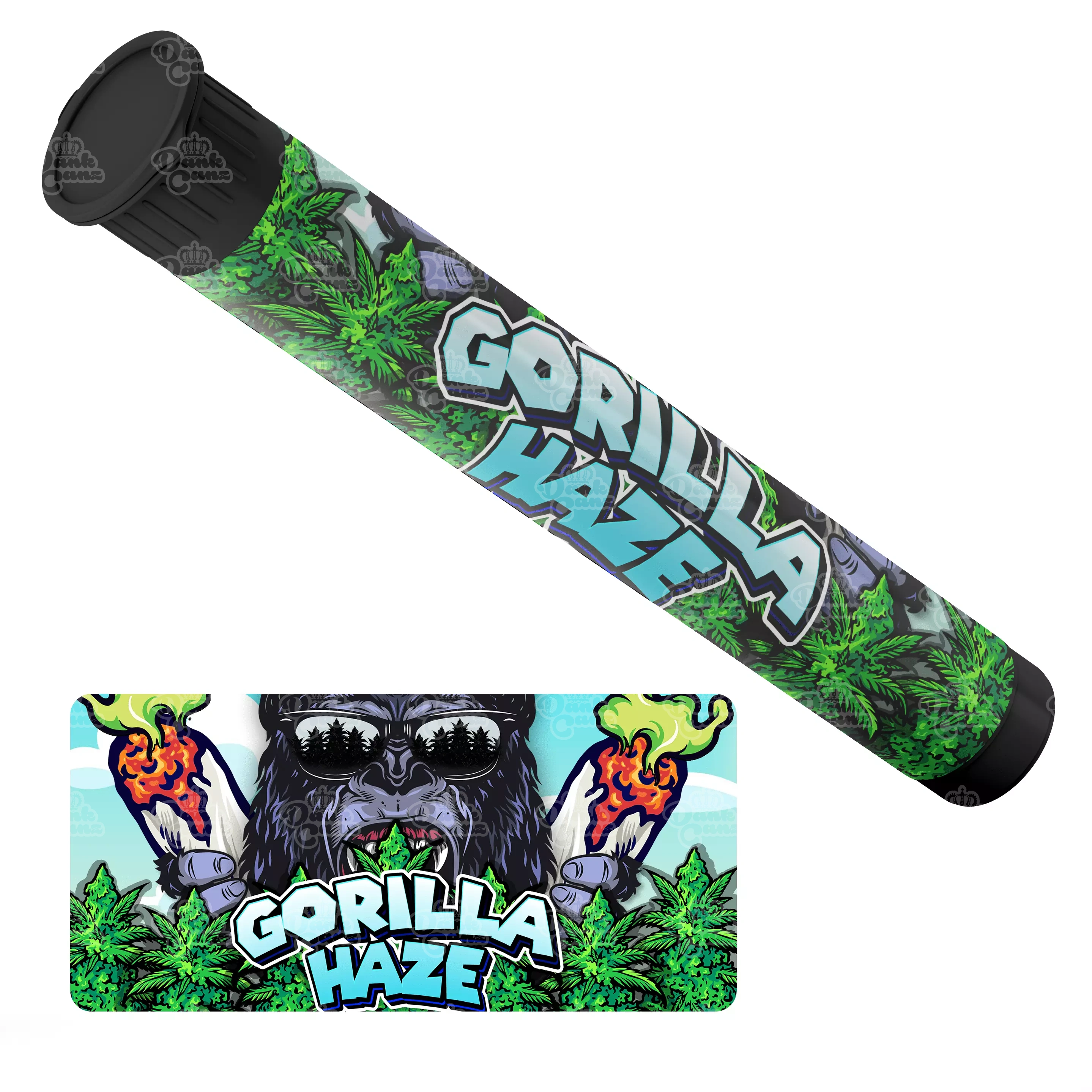 Gorilla Haze Pre Roll Tubes - Labelled - DC Packaging Custom Cannabis Packaging