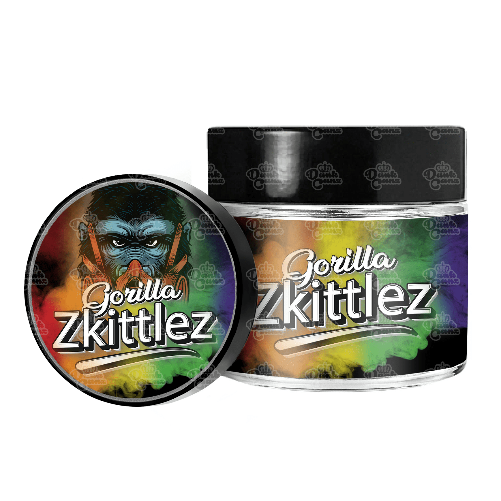 Gorilla Zkittlez 3.5g/60ml Glass Jars - Labelled - DC Packaging Custom Cannabis Packaging