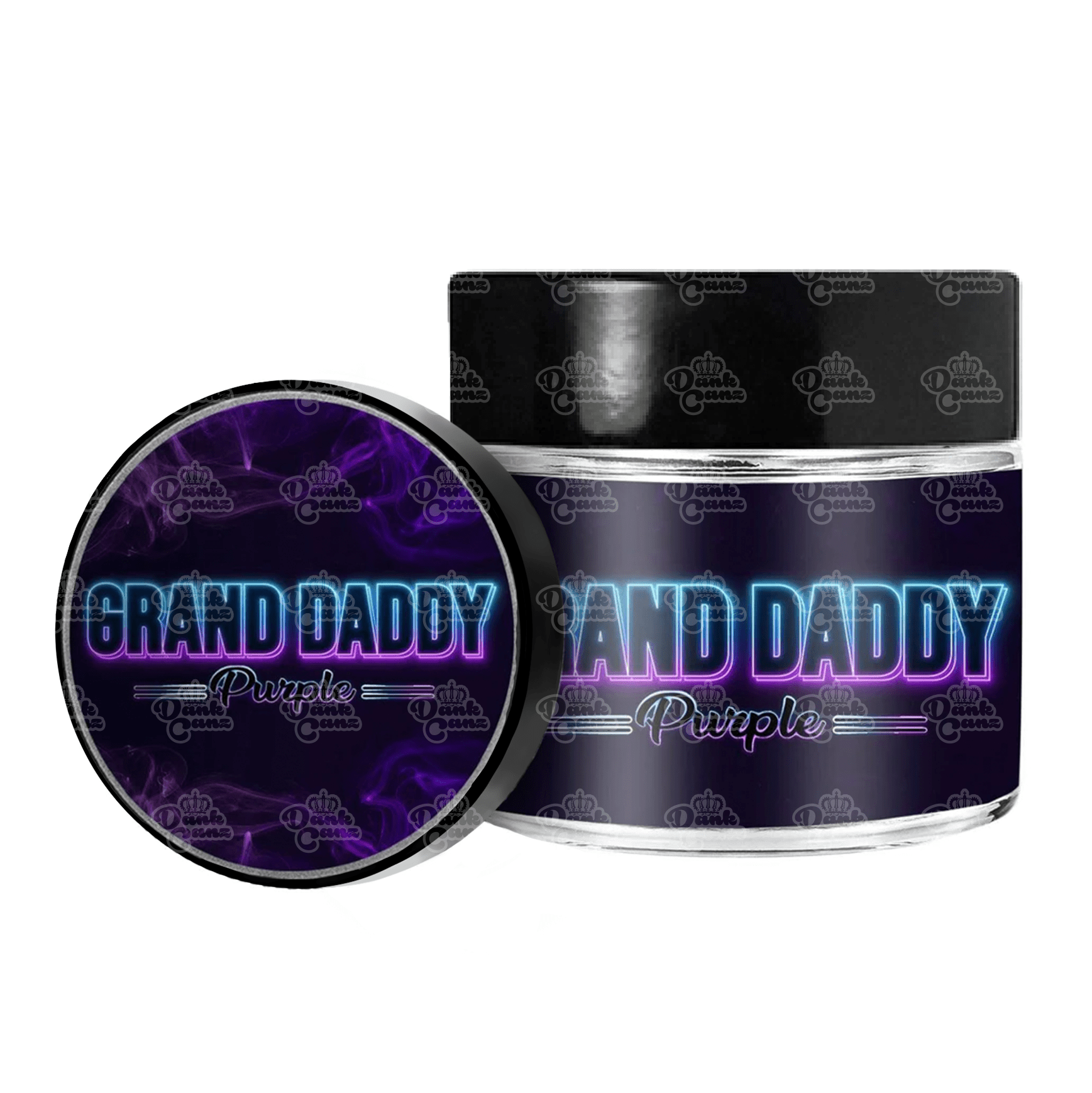 Grand Daddy Purple 3.5g/60ml Glass Jars - Labelled - DC Packaging Custom Cannabis Packaging