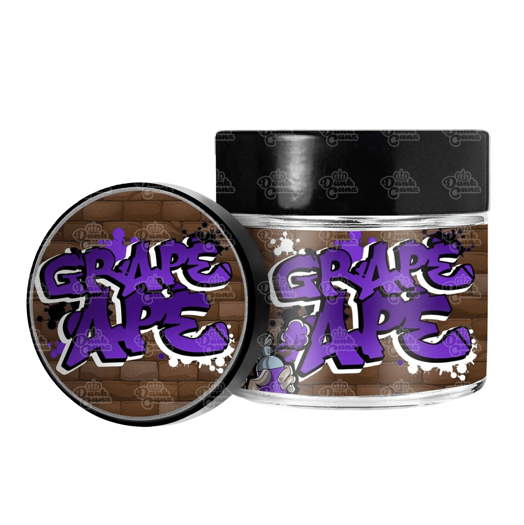 Grape Ape 3.5g/60ml Glass Jars - Labelled - DC Packaging Custom Cannabis Packaging