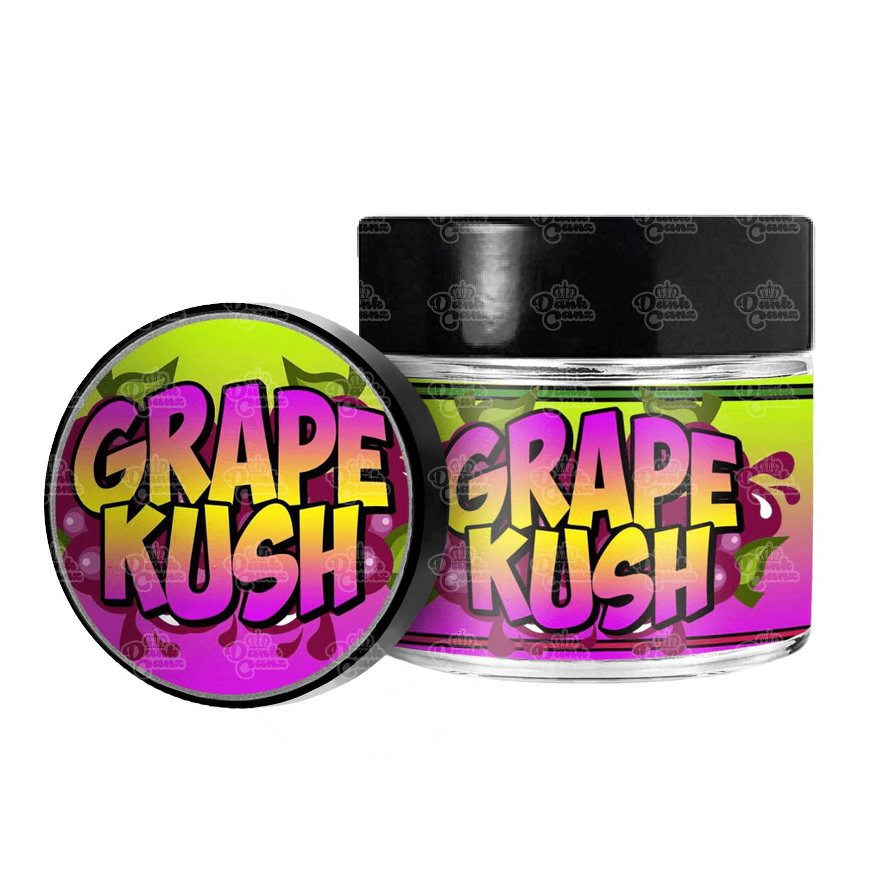 Grape Kush 3.5g/60ml Glass Jars - Labelled - DC Packaging Custom Cannabis Packaging