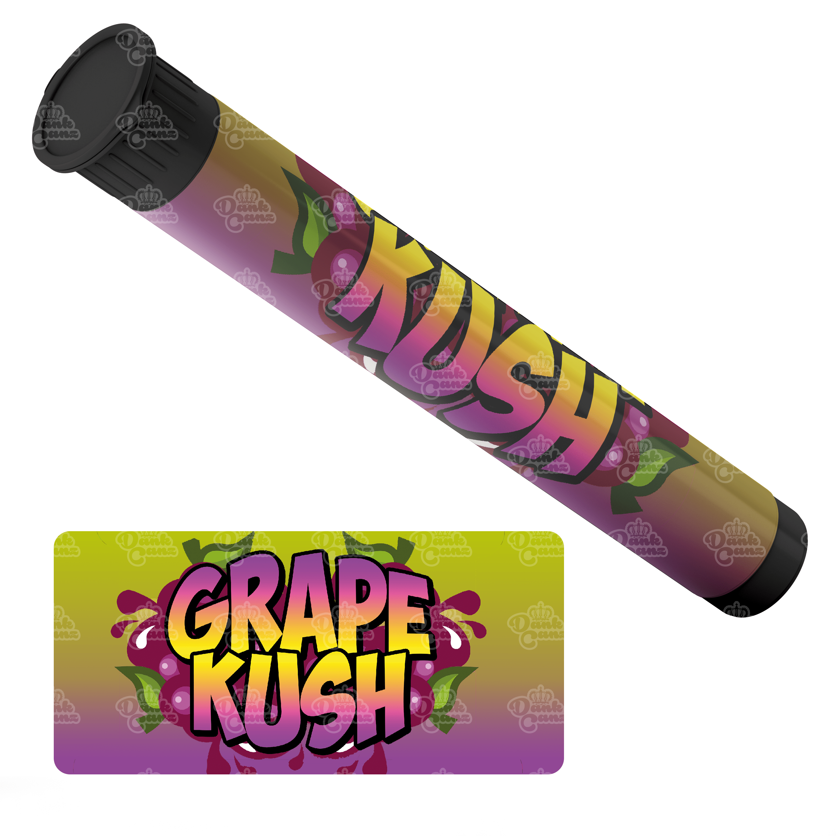 Grape Kush Pre Roll Tubes - Labelled - DC Packaging Custom Cannabis Packaging