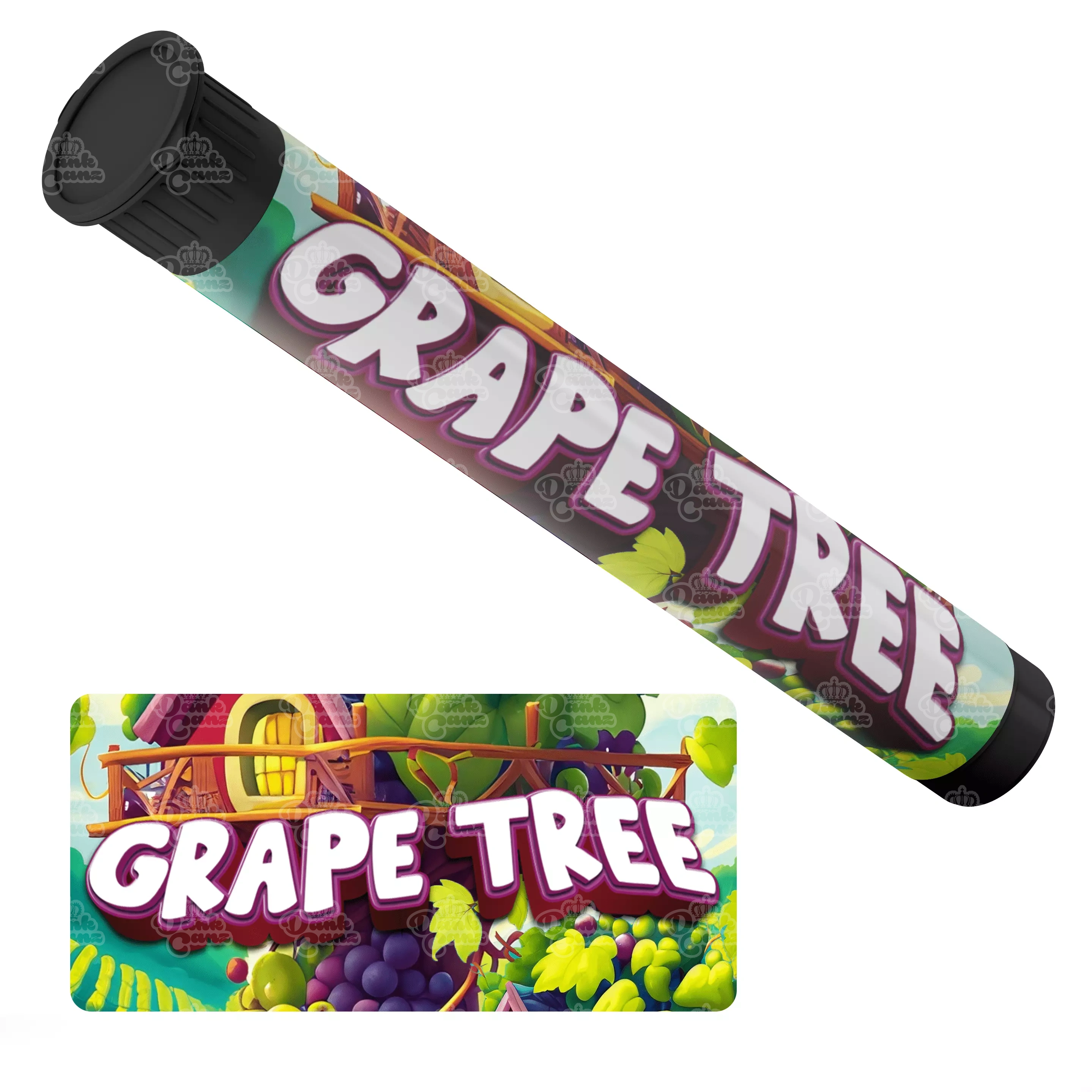 Grape Tree Pre Roll Tubes - Labelled - DC Packaging Custom Cannabis Packaging