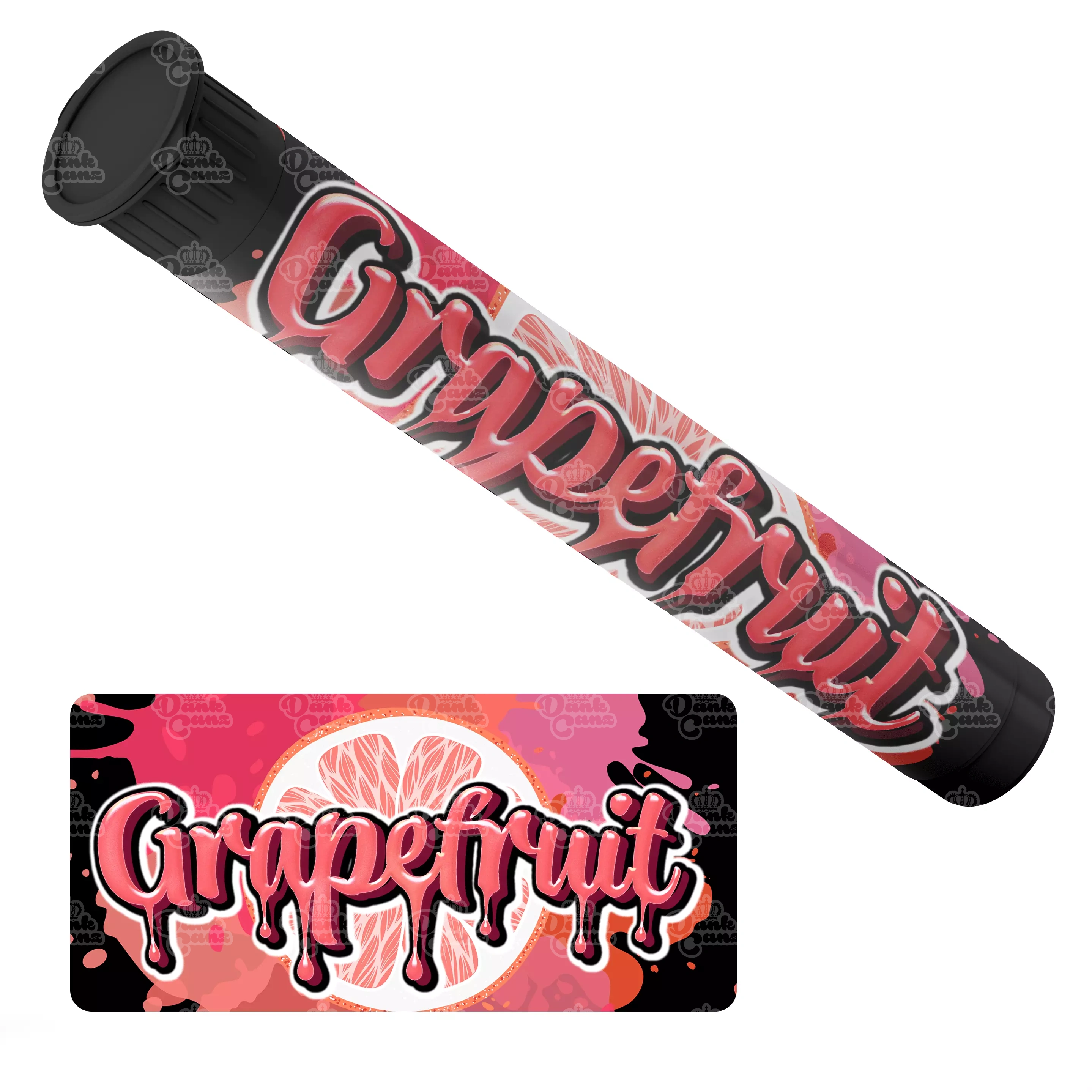 Grapefruit Pre Roll Tubes - Labelled - DC Packaging Custom Cannabis Packaging