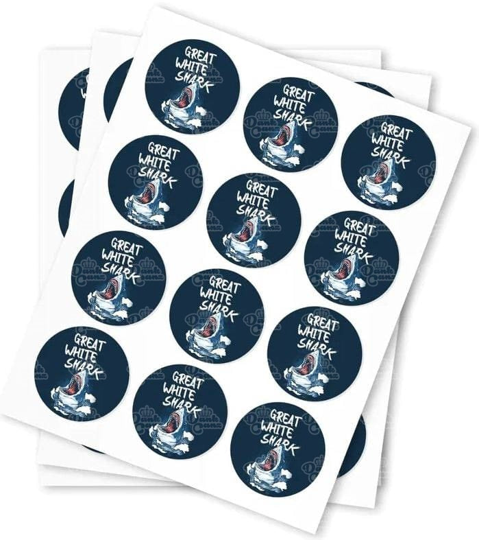 Great White Shark Stickers - DC Packaging Custom Cannabis Packaging