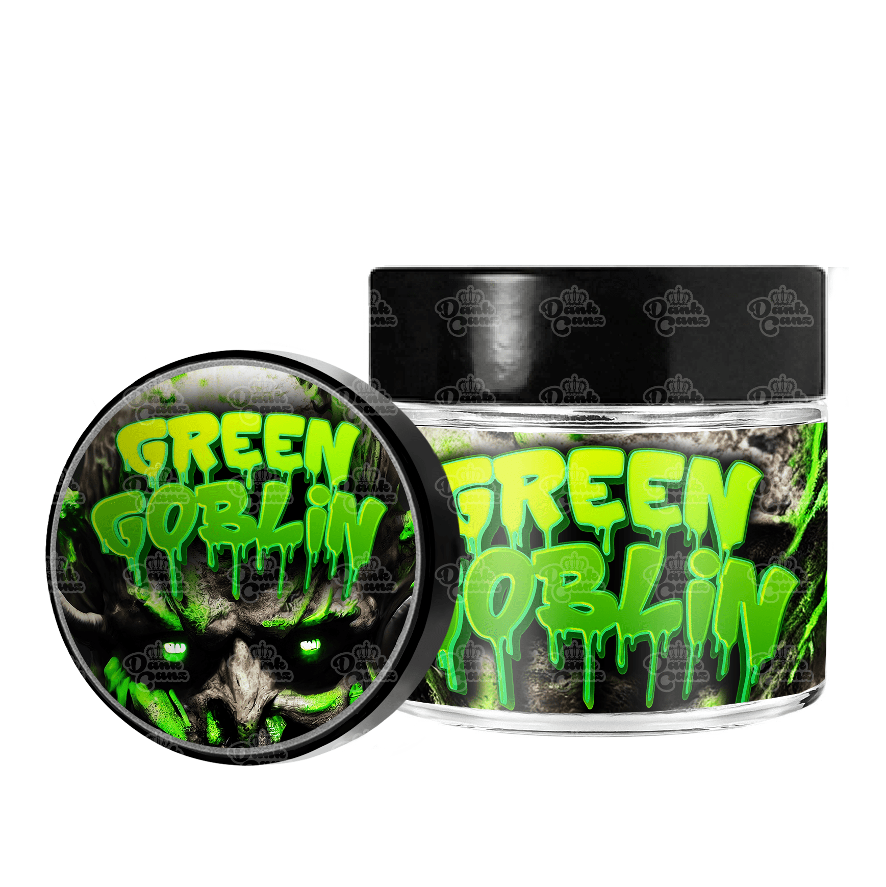 Green Goblin 3.5g/60ml Glass Jars - Labelled - DC Packaging Custom Cannabis Packaging