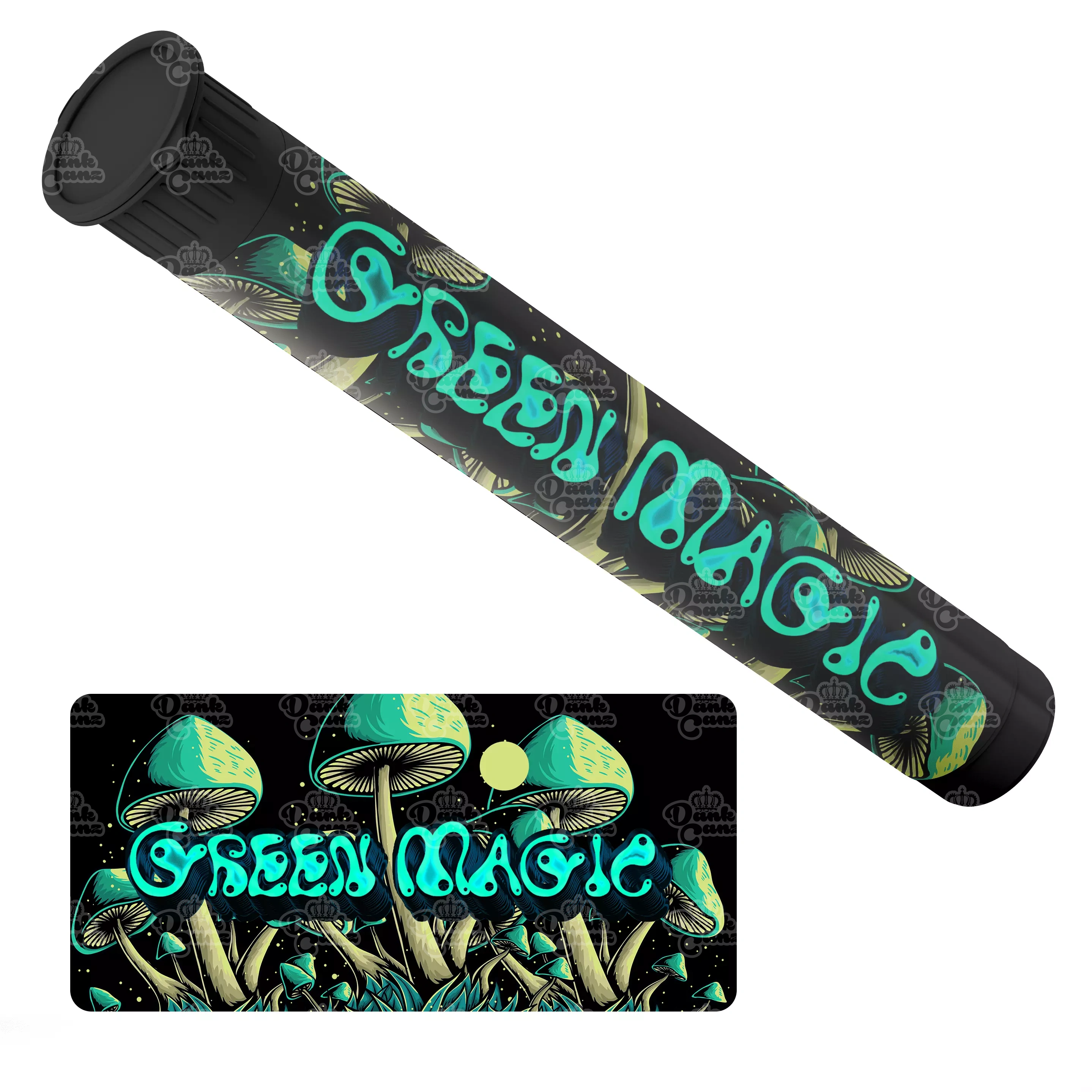 Green Magic Pre Roll Tubes - Labelled - DC Packaging Custom Cannabis Packaging