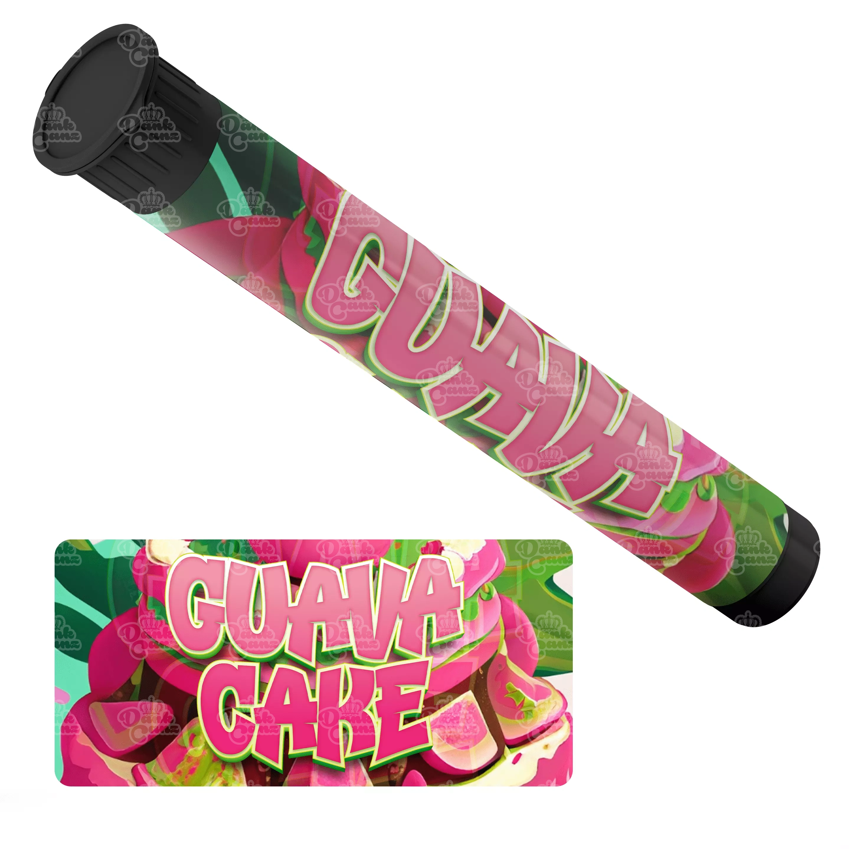 Guava Cake Pre Roll Tubes - Labelled - DC Packaging Custom Cannabis Packaging