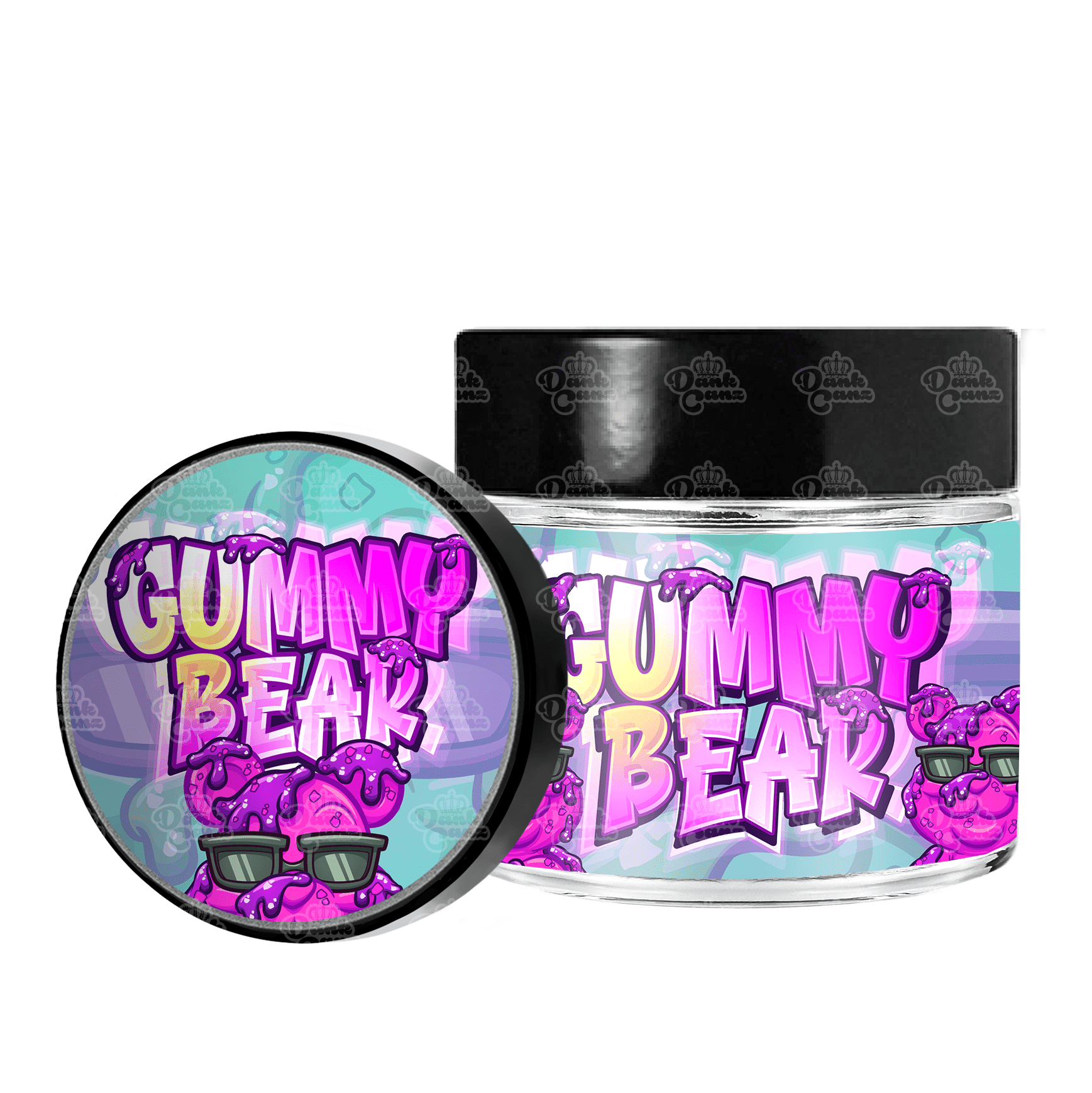 Gummy Bear 3.5g/60ml Glass Jars - Labelled - DC Packaging Custom Cannabis Packaging