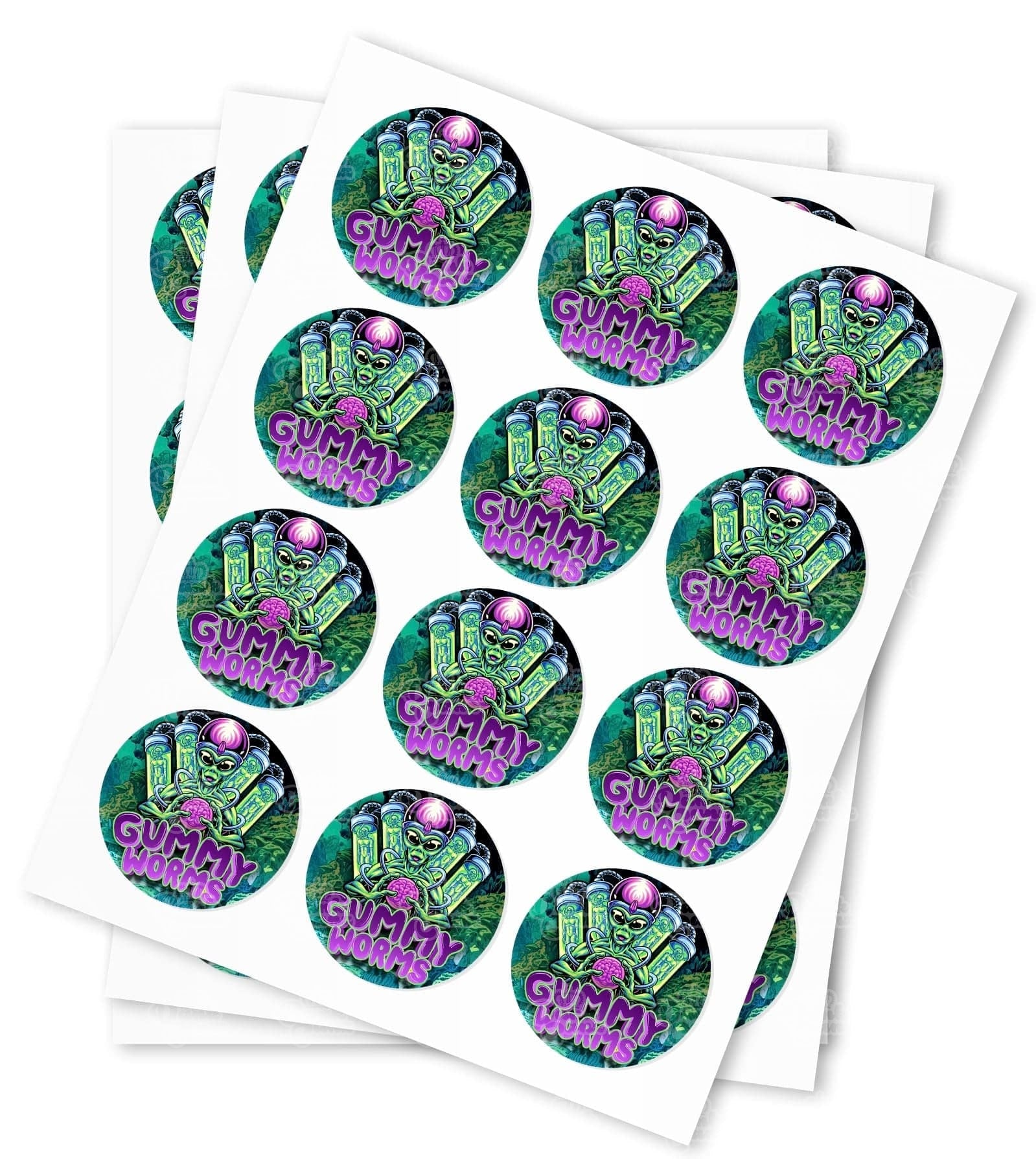 Gummy Worms Strain Stickers - DC Packaging Custom Cannabis Packaging