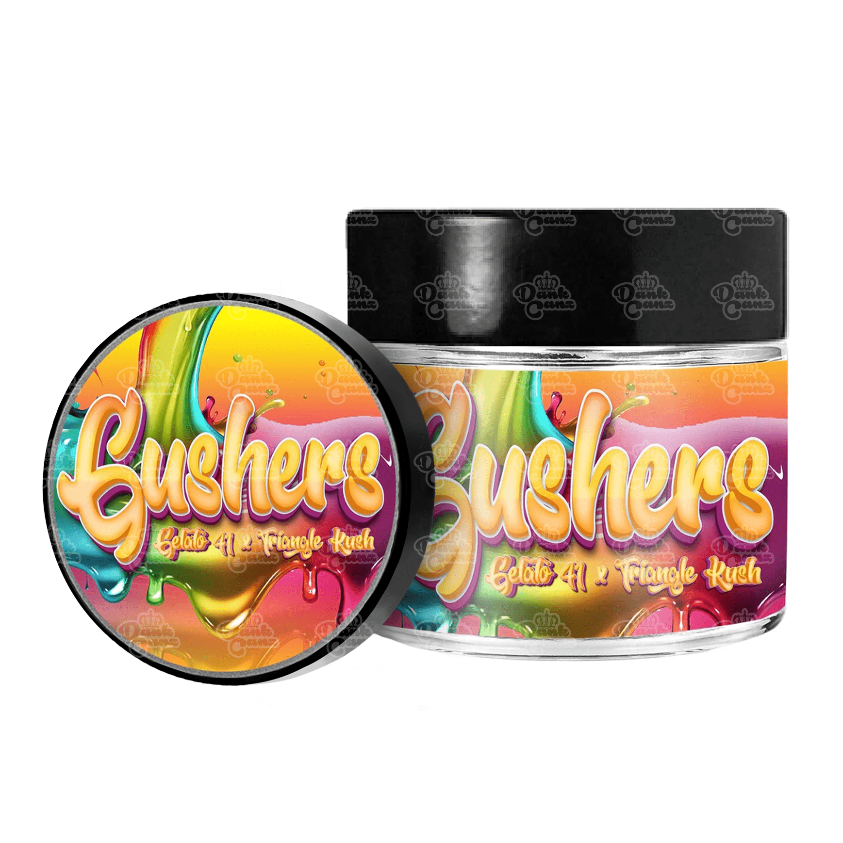 Gushers 3.5g/60ml Glass Jars - Labelled - DC Packaging Custom Cannabis Packaging