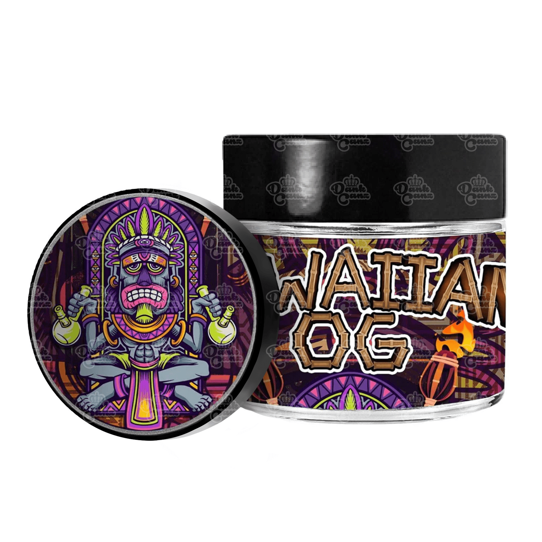 Hawaiian OG 3.5g/60ml Glass Jars - Labelled - DC Packaging Custom Cannabis Packaging