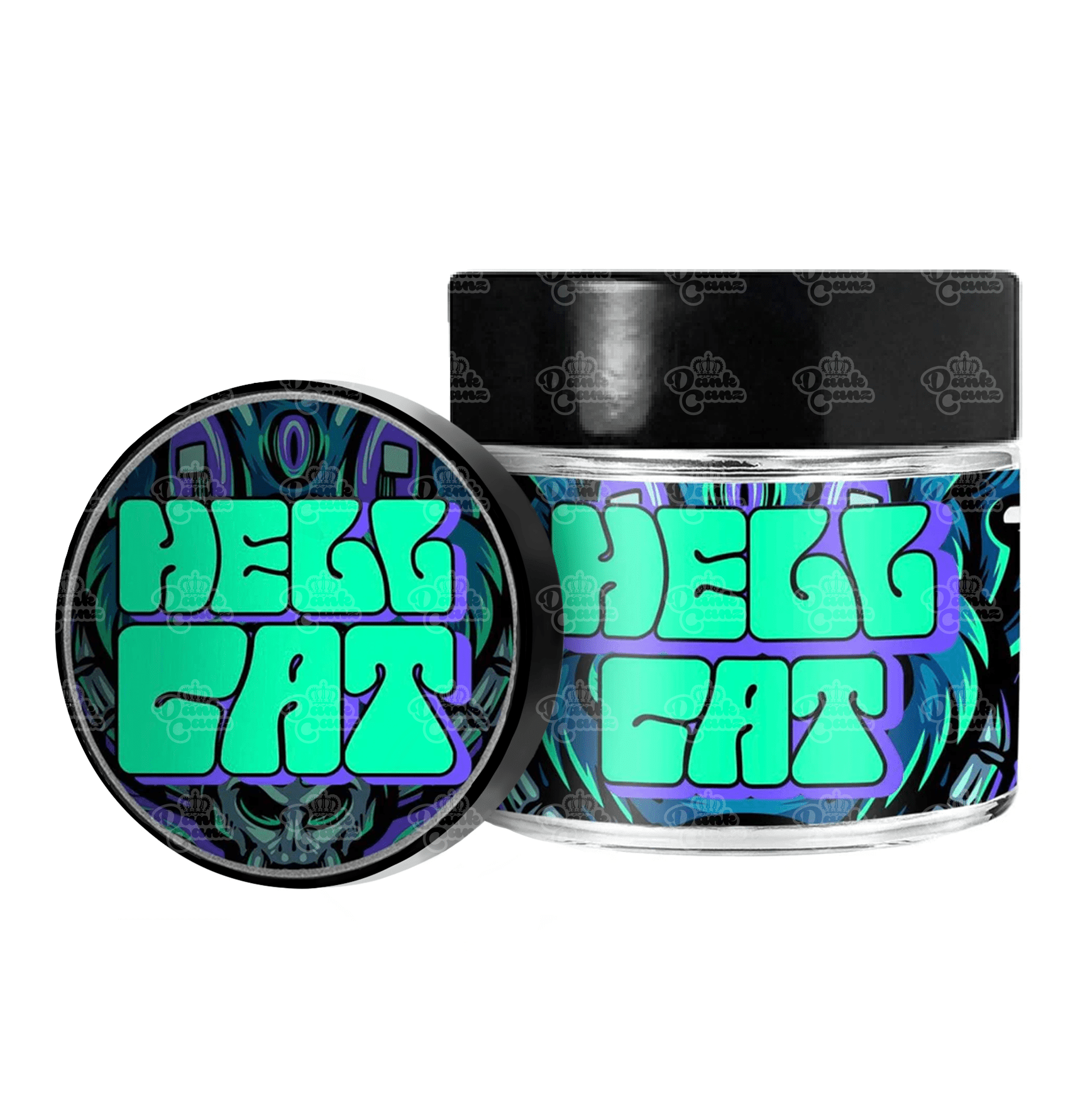 Hell Cat 3.5g/60ml Glass Jars - Labelled - DC Packaging Custom Cannabis Packaging