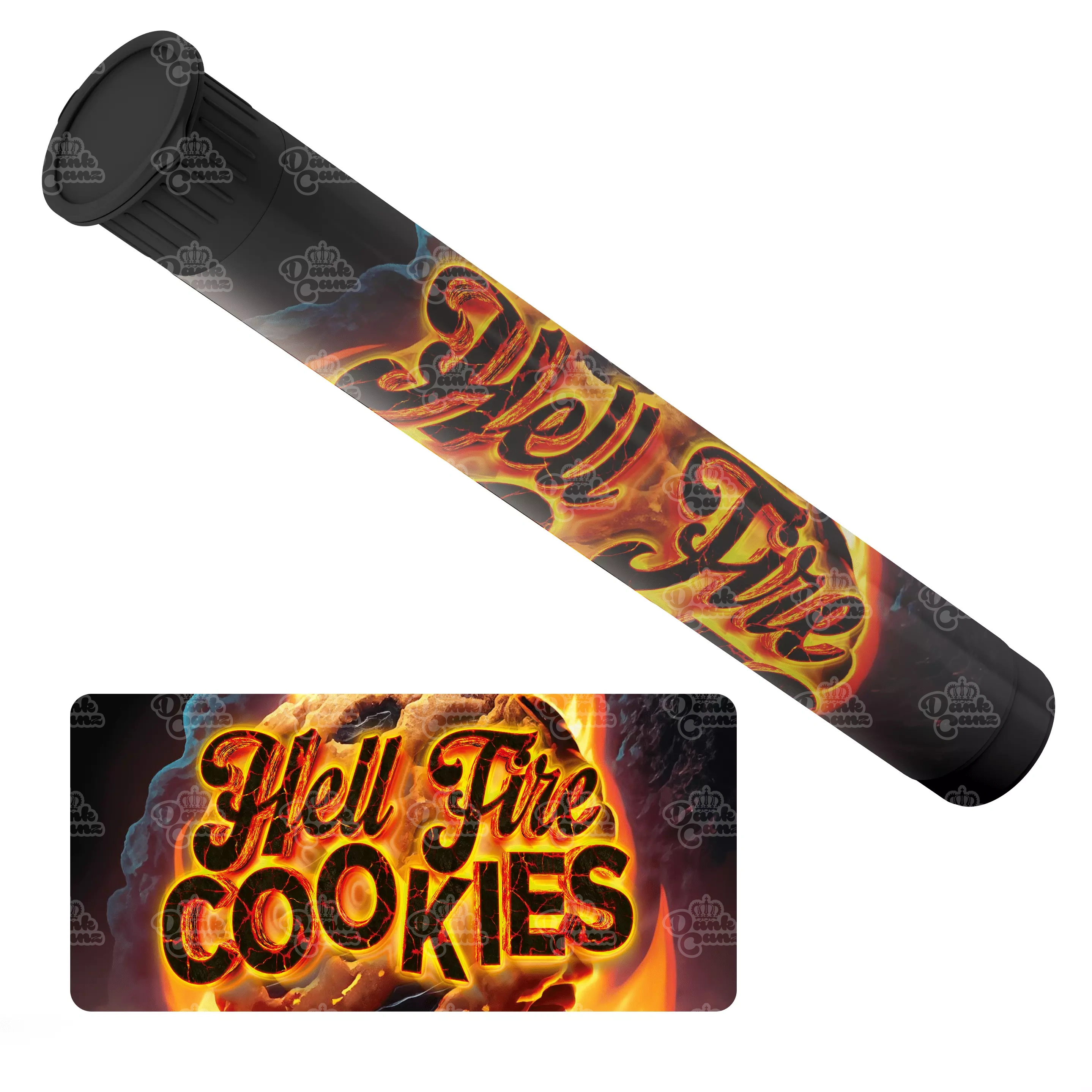 Hell Fire Cookies Pre Roll Tubes - Labelled - DC Packaging Custom Cannabis Packaging