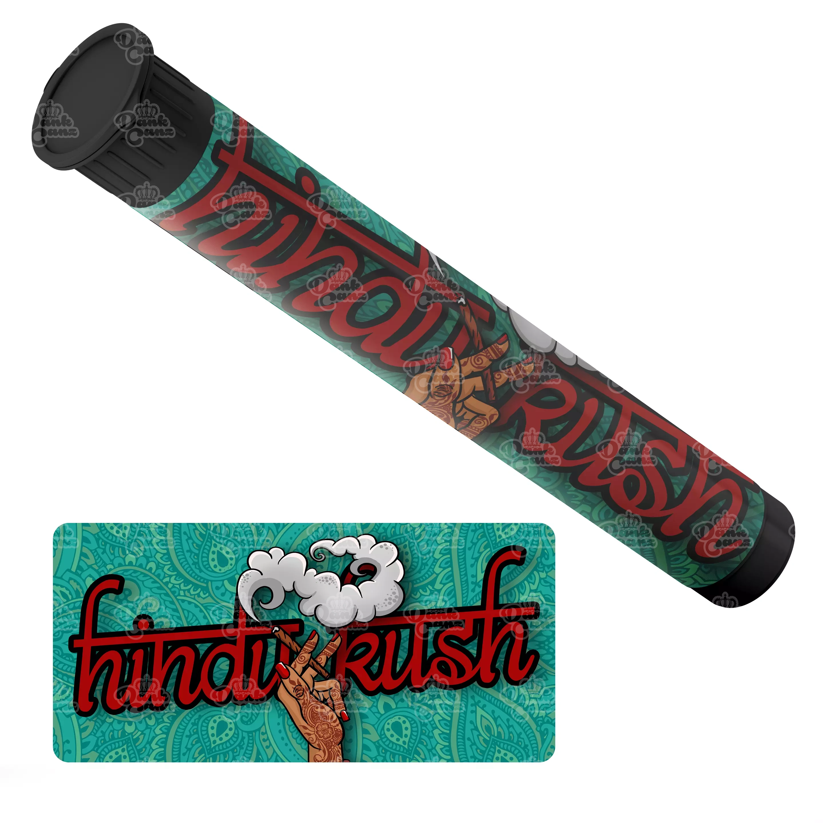 Hindu Kush Pre Roll Tubes - Labelled - DC Packaging Custom Cannabis Packaging