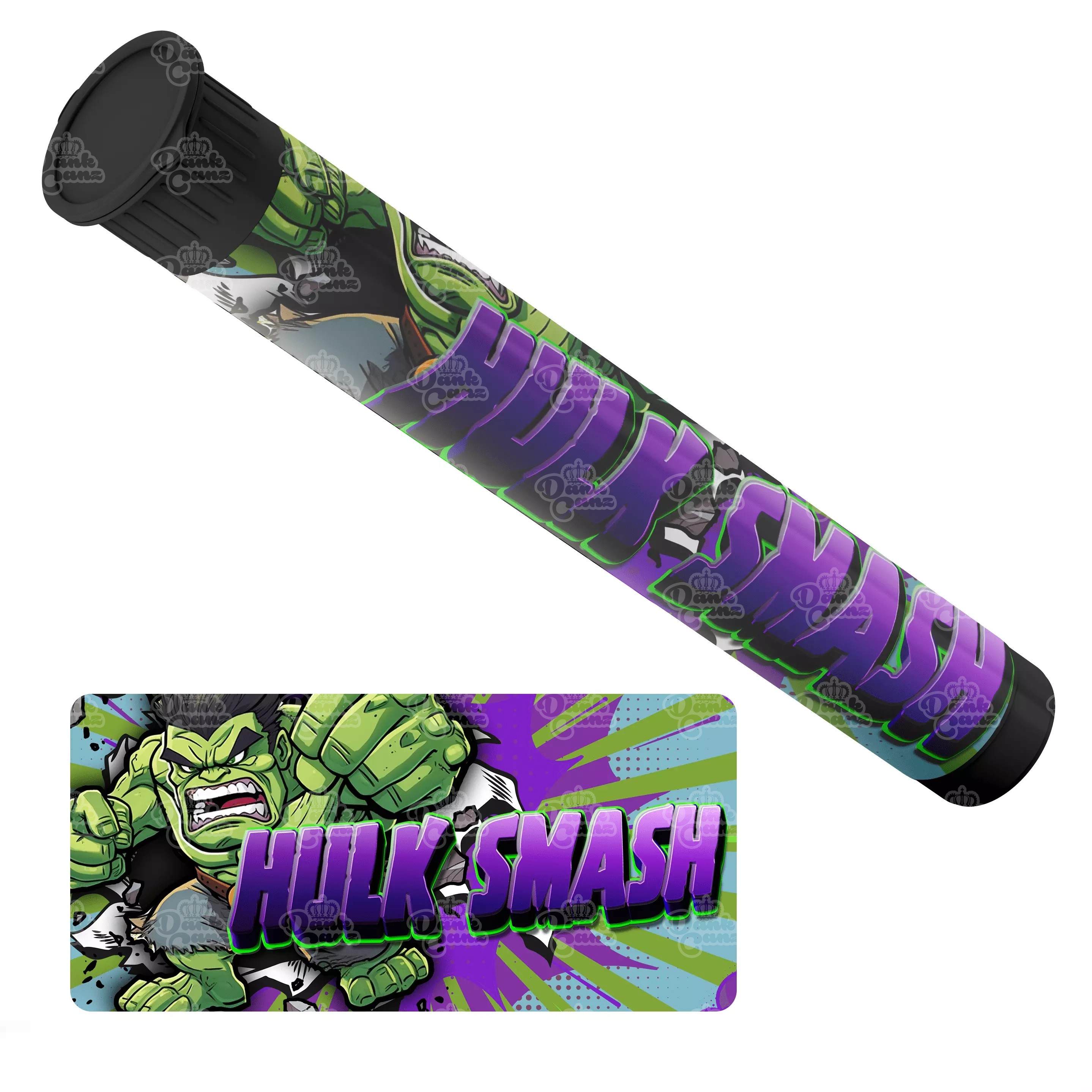 Hulk Smash Pre Roll Tubes - Labelled - DC Packaging Custom Cannabis Packaging