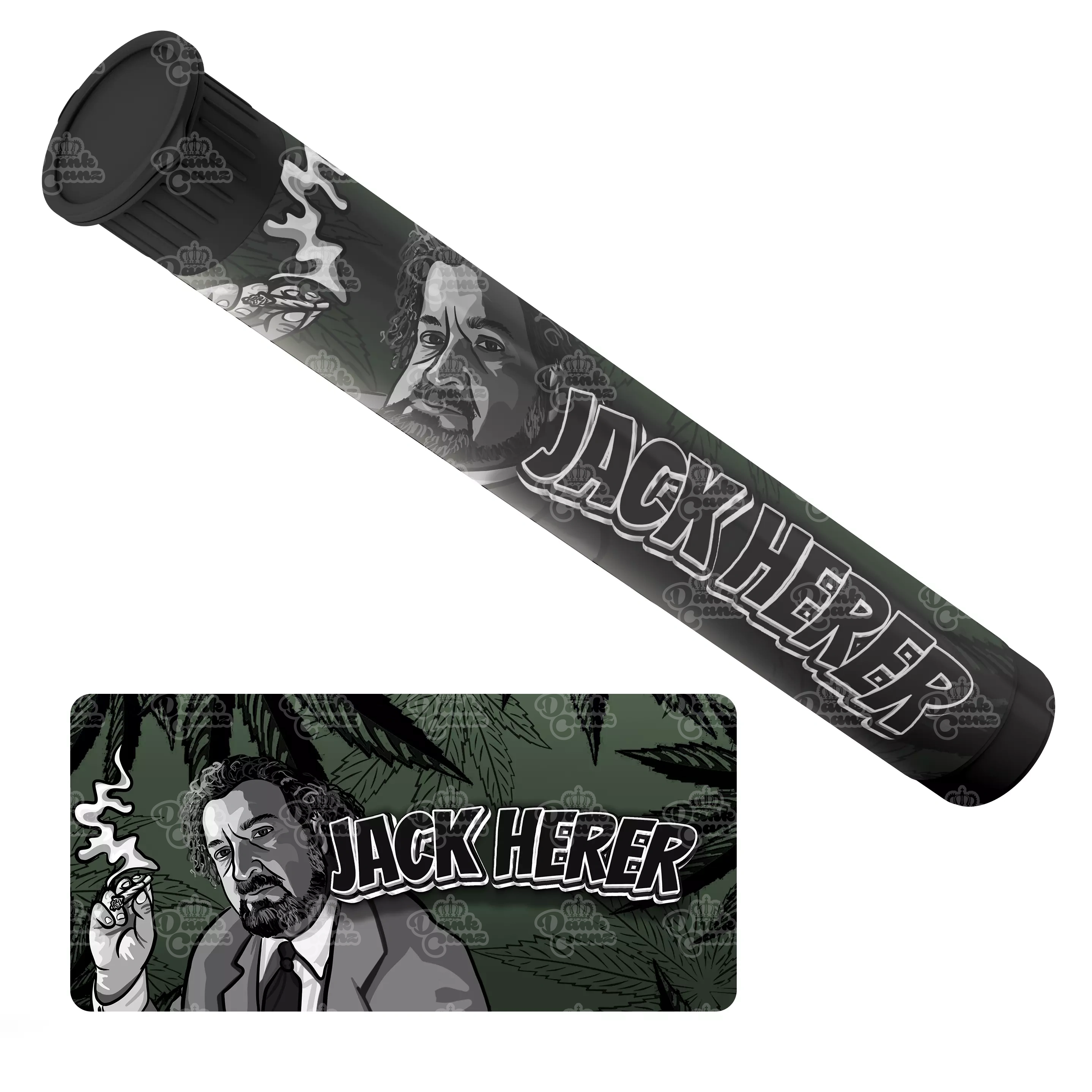 Jack Herer Pre Roll Tubes - Labelled - DC Packaging Custom Cannabis Packaging