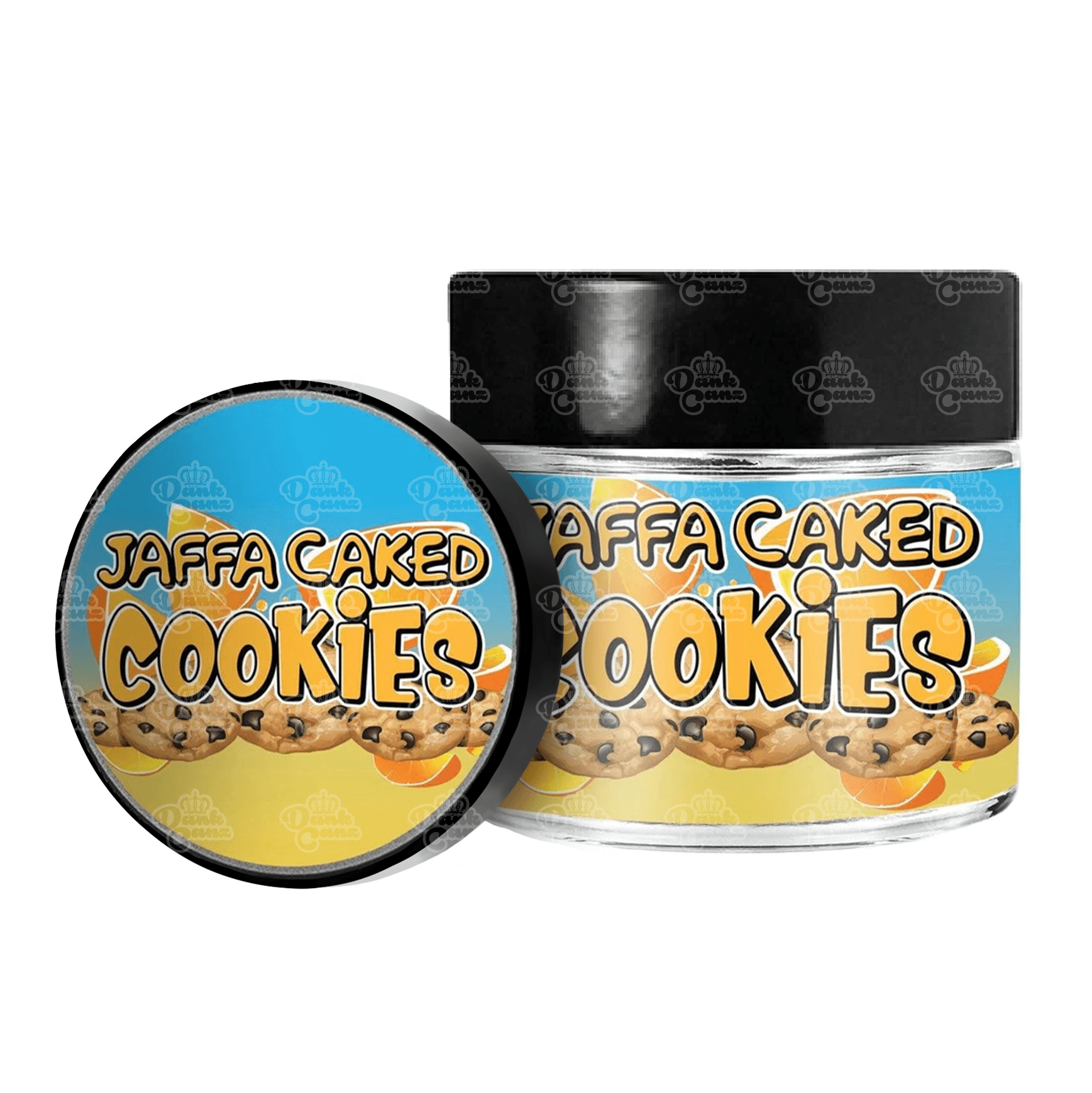 Jaffa Caked Cookies 3.5g/60ml Glass Jars - Labelled - DC Packaging Custom Cannabis Packaging