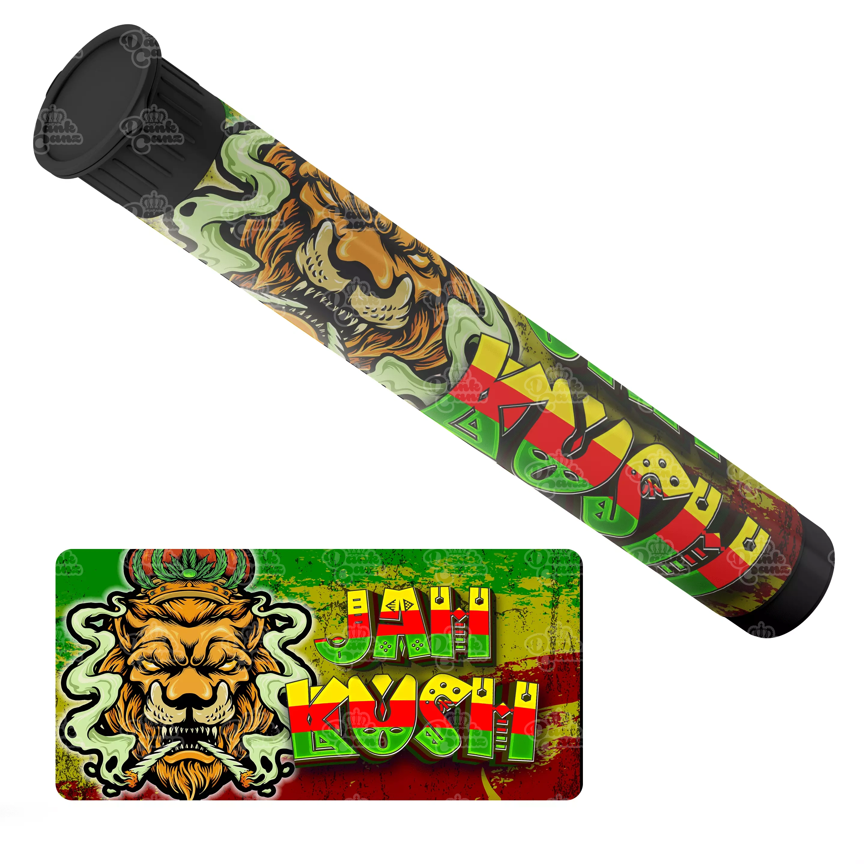 Jah Kush Pre Roll Tubes - Labelled - DC Packaging Custom Cannabis Packaging