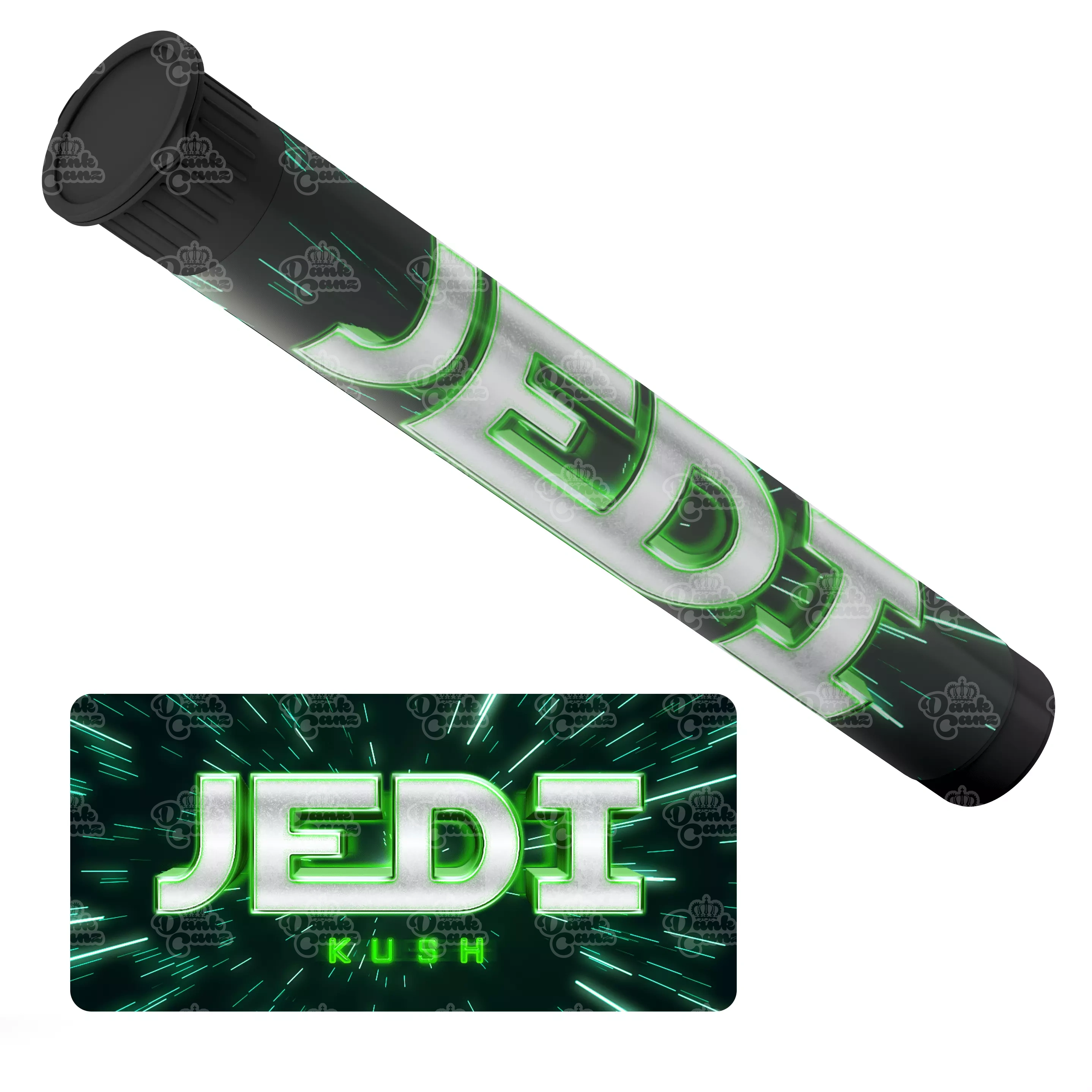 Jedi Kush Pre Roll Tubes - Labelled - DC Packaging Custom Cannabis Packaging
