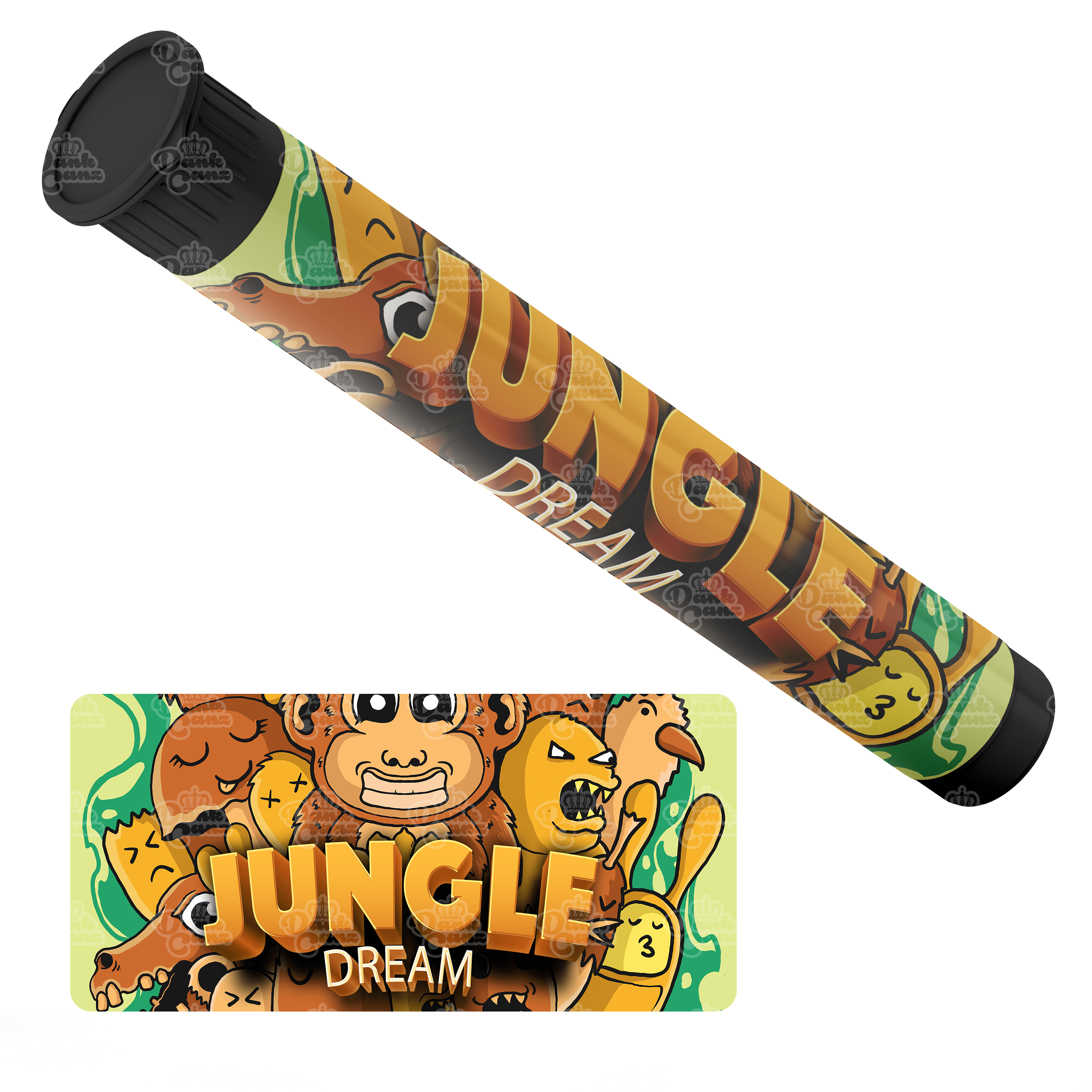 Jungle Dream Pre Roll Tubes - Labelled - DC Packaging Custom Cannabis Packaging