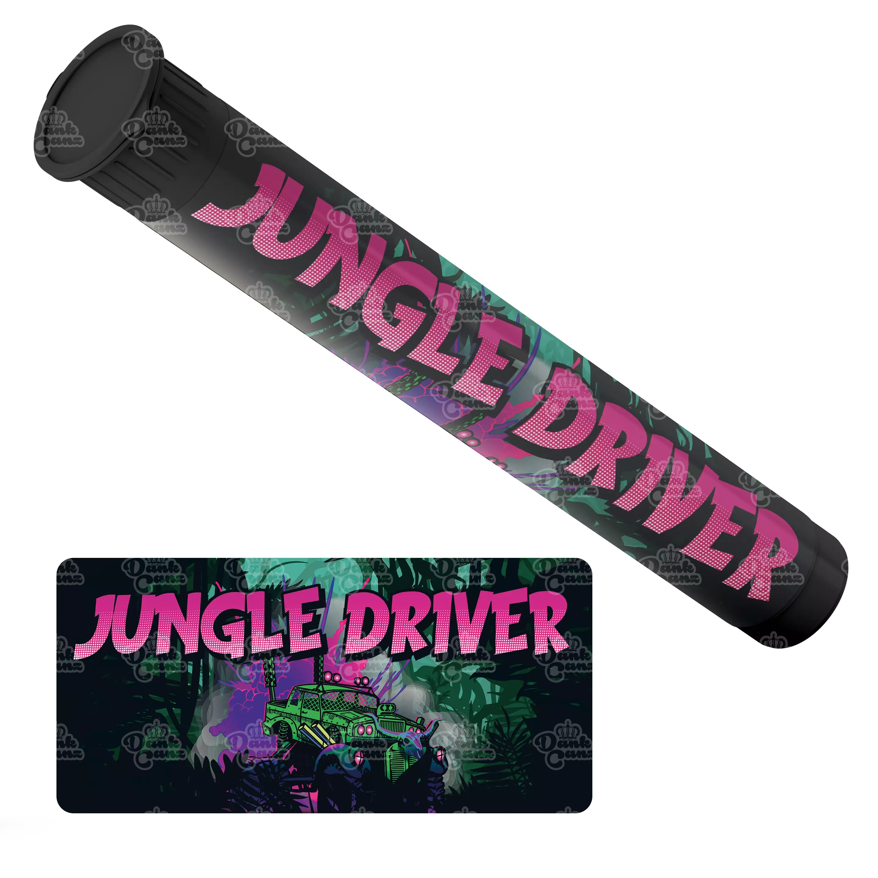 Jungle Driver Pre Roll Tubes - Labelled - DC Packaging Custom Cannabis Packaging