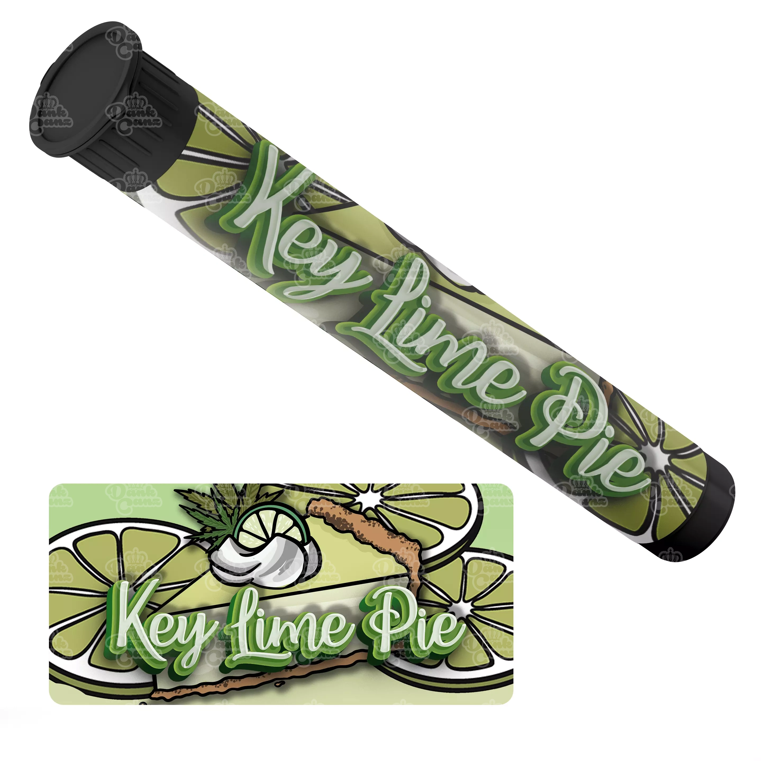Key Lime Pie Pre Roll Tubes - Labelled - DC Packaging Custom Cannabis Packaging