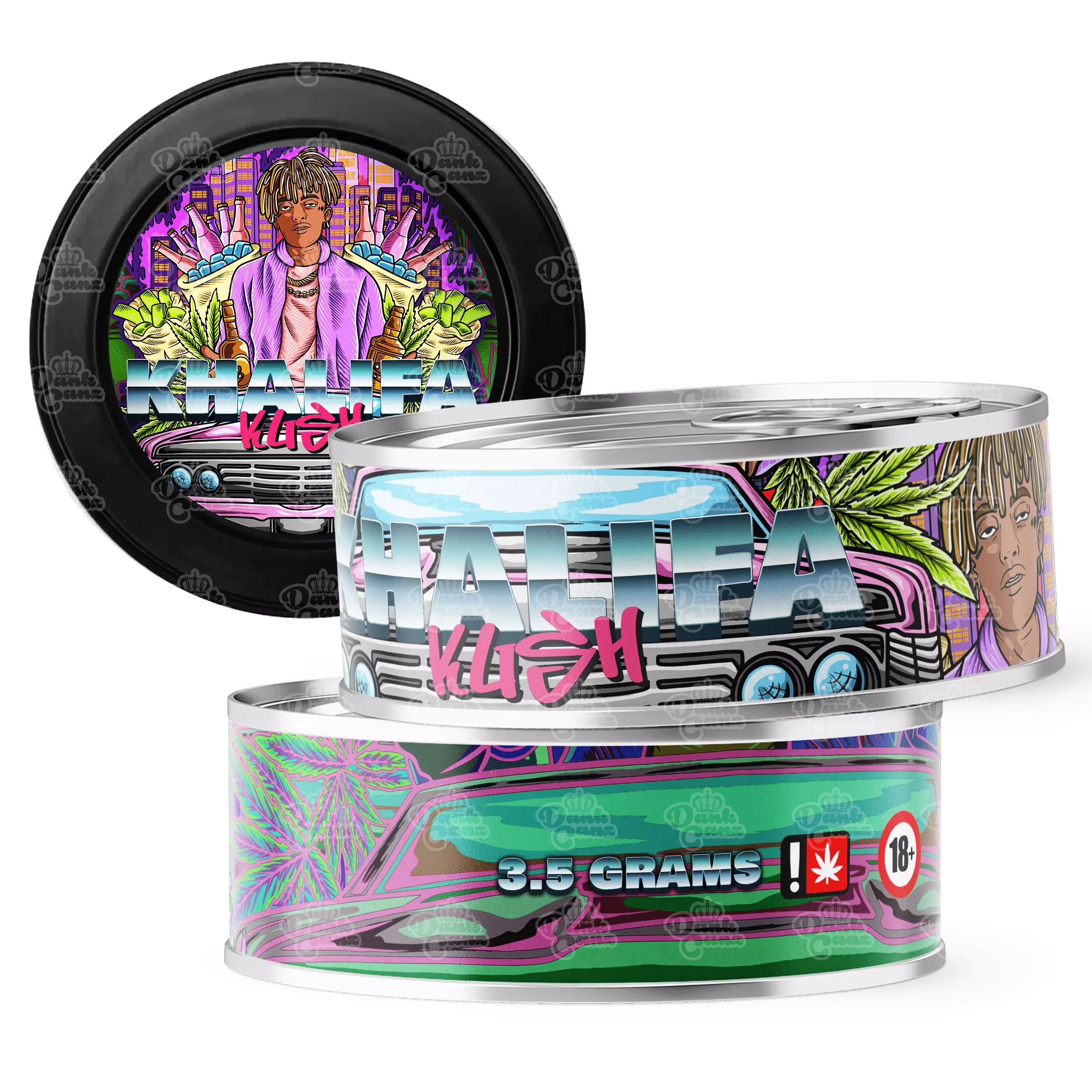 Khalifa Kush 3.5g Self Seal Tins - DC Packaging Custom Cannabis Packaging