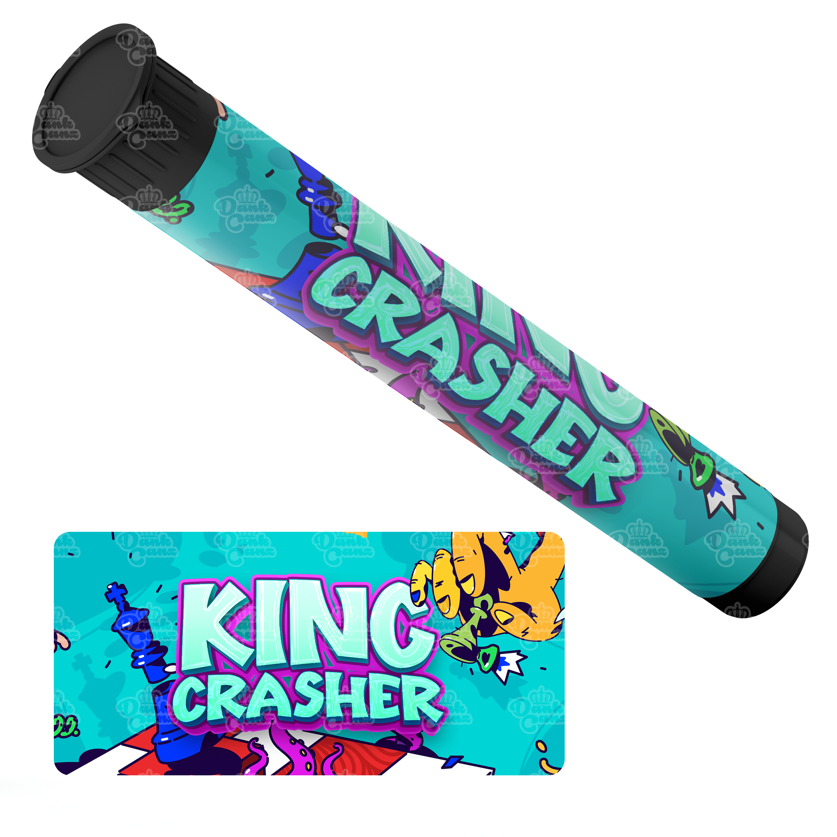 King Crasher Pre Roll Tubes - Labelled - DC Packaging Custom Cannabis Packaging
