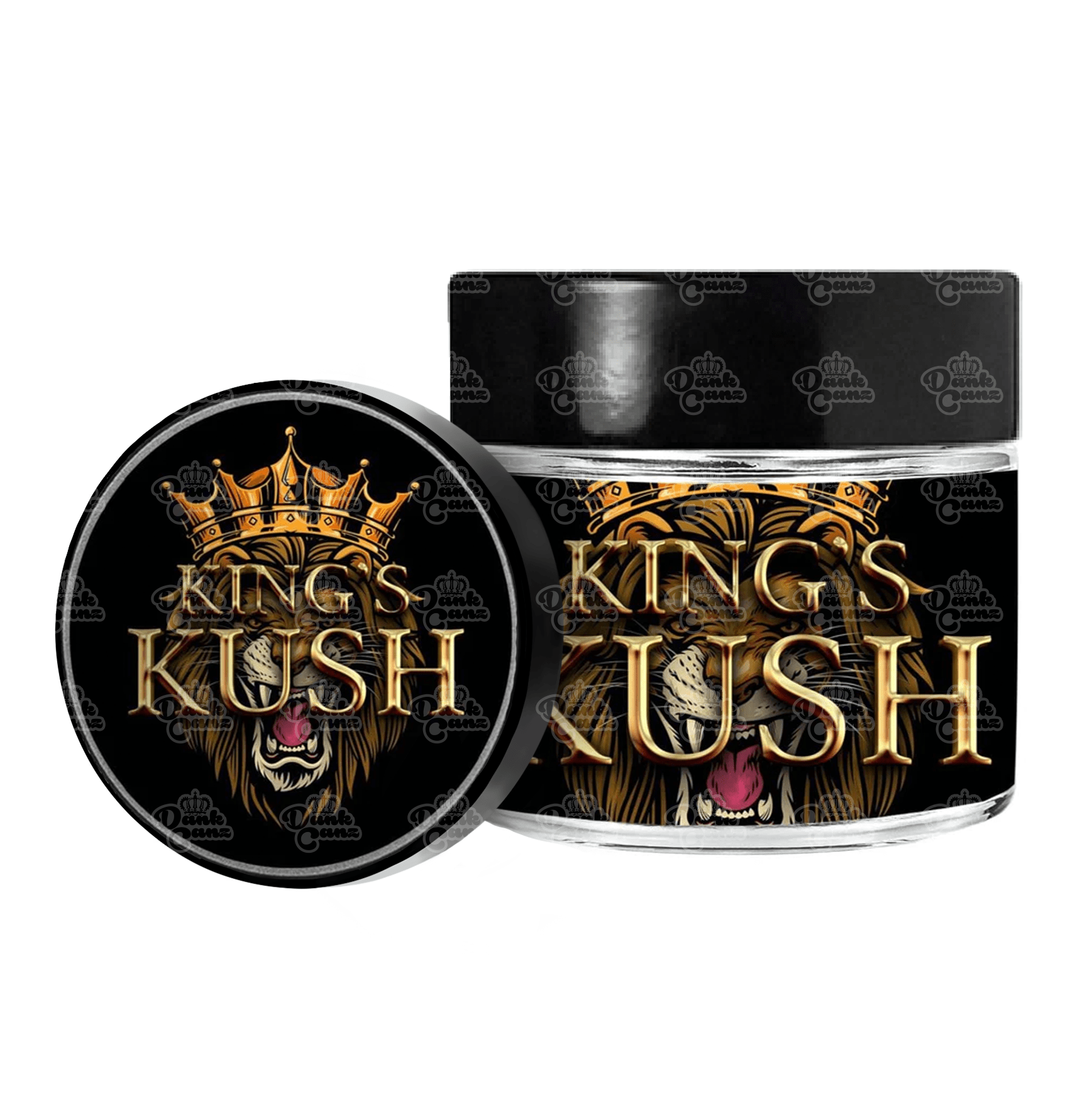 Kings Kush 3.5g/60ml Glass Jars - Labelled - DC Packaging Custom Cannabis Packaging